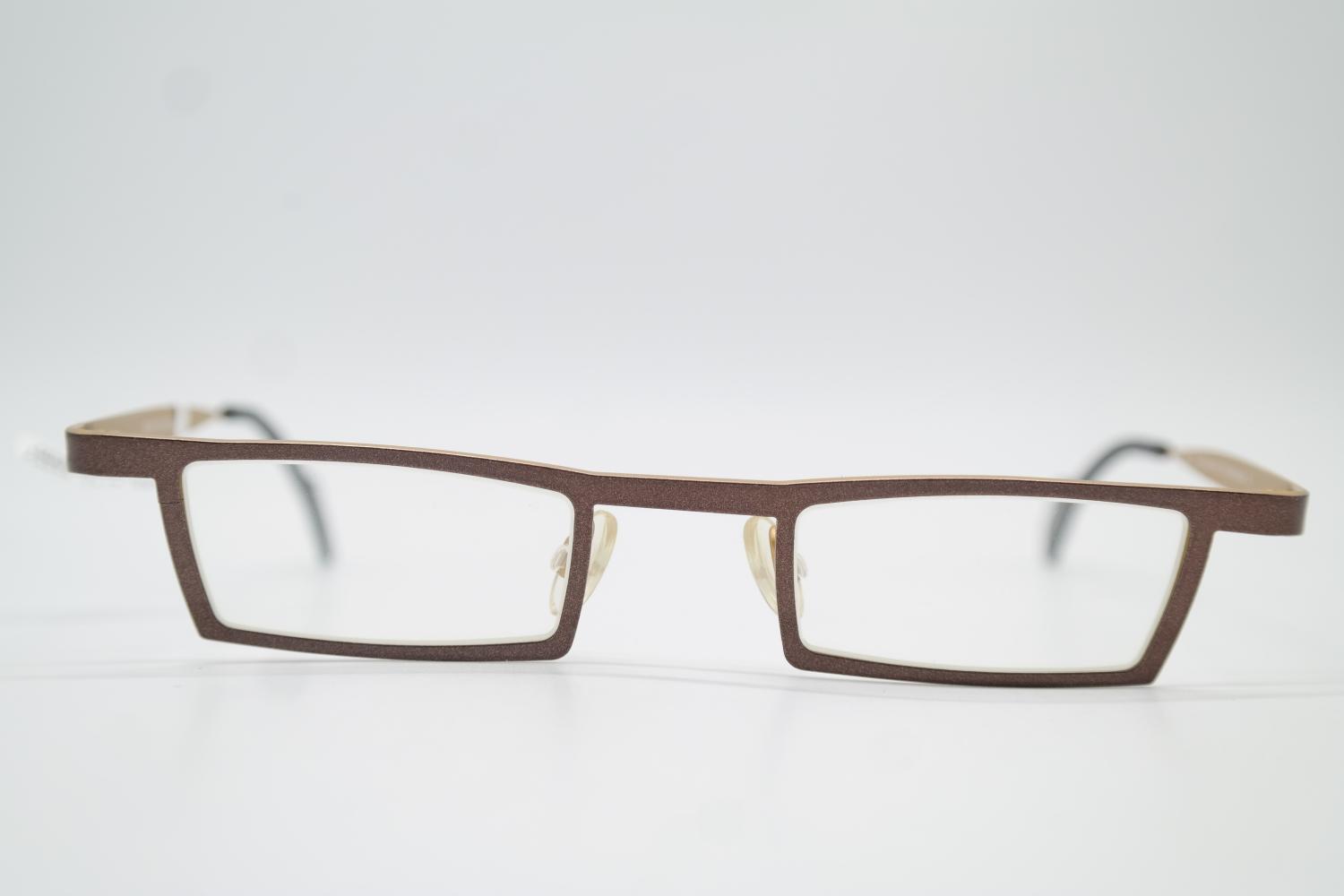 Vintage Glasses Theo Belgium Passe Vite Titanium Bronze Gold Square Frame