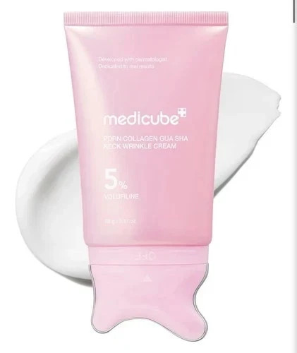 Medicube PDRN Collagen Gua Sha Neck Wrinkle Cream 90g Built-In Massager