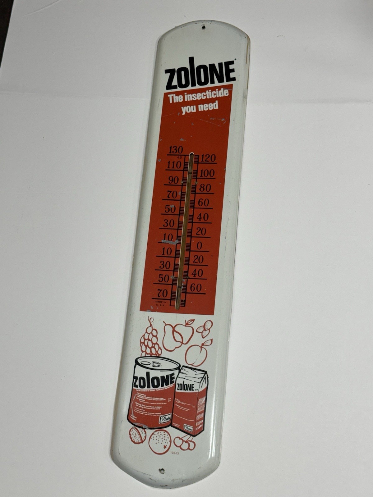 Vintage Zolone Insecticide Promotional Advertising Thermometer Sign 1973 Rare Vintage Zolone Insecticide Promotional Advertising Thermometer Sign 1973 Rare