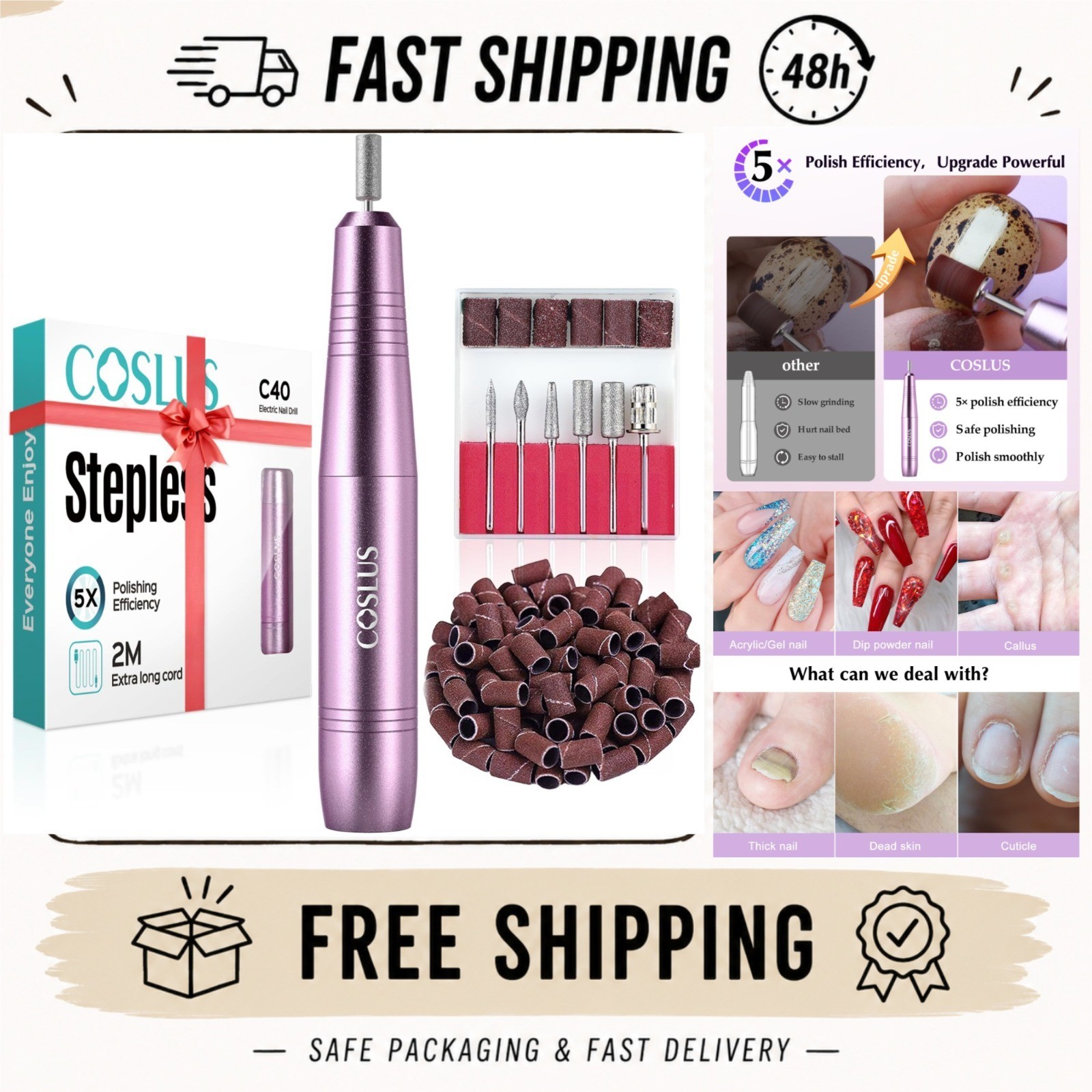 COSLUS C40 Electric Nail Drill - Professional Nail File Machine