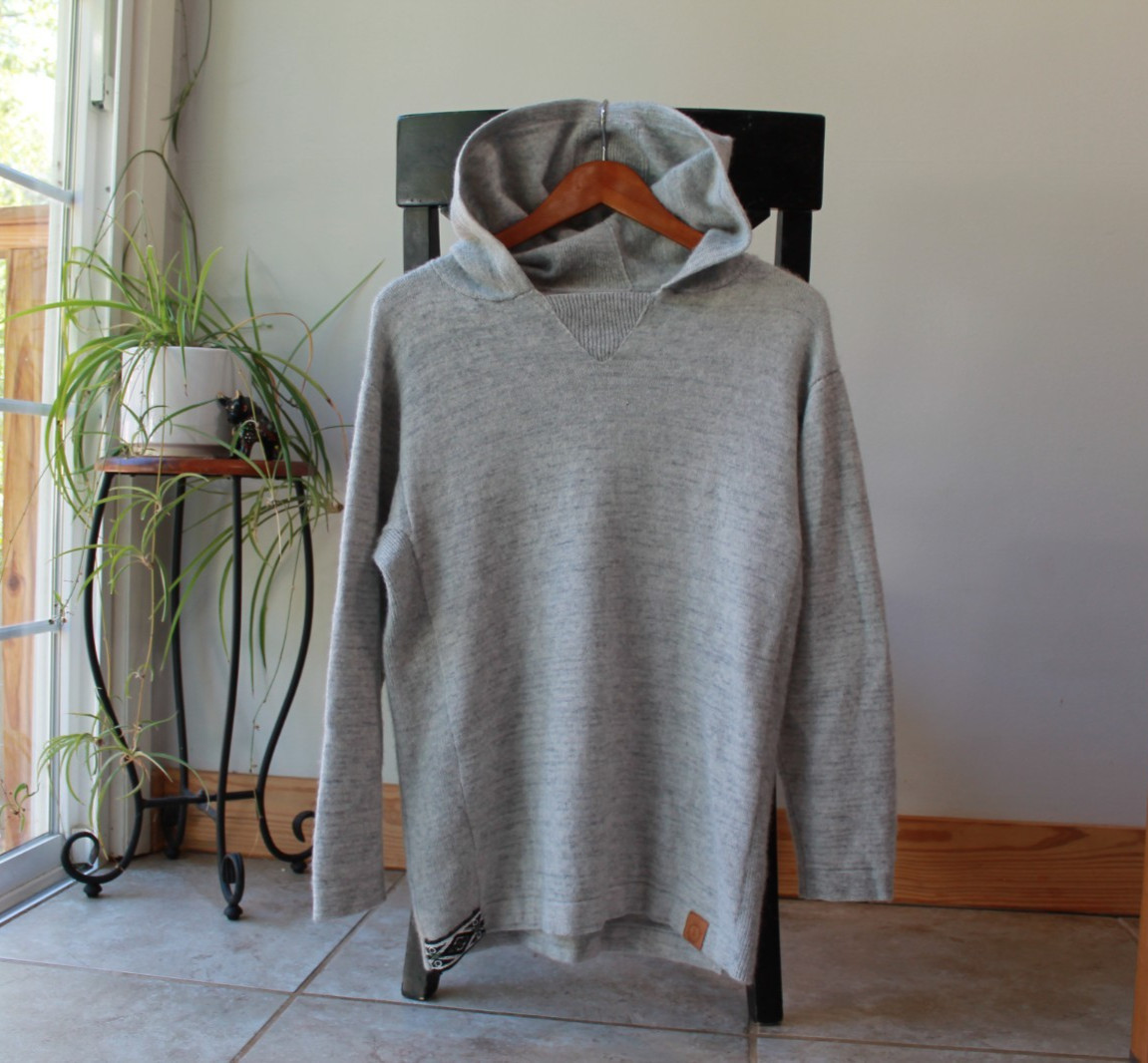 Paka Womens Hoodie M Grey Royal Alpaca Blend Pullover Knit Sustainable Handmade