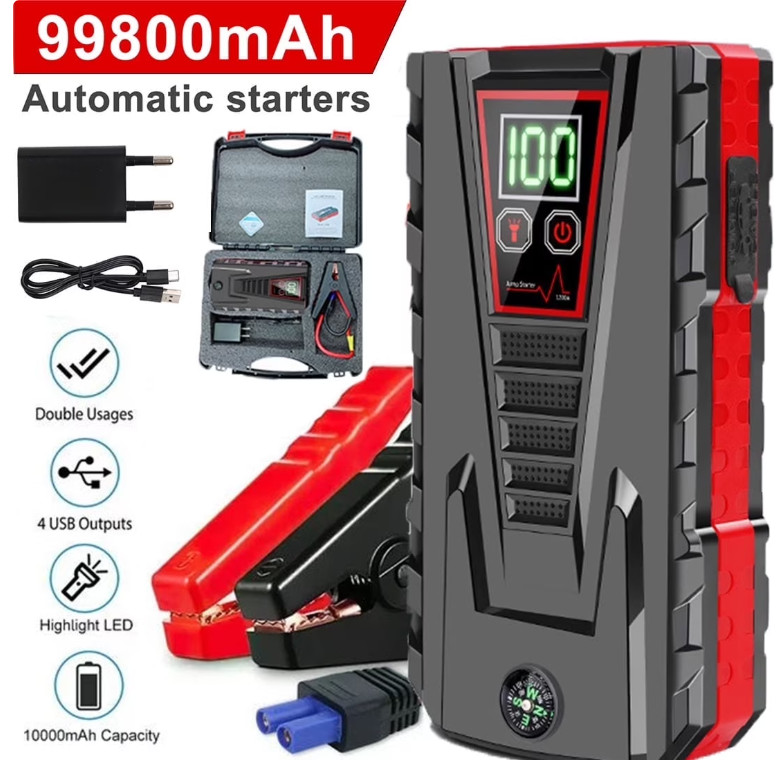 Arrancador Coche 5000A 99800mAh 12V Power Bank Portátil Luz LED Gasolina Diésel