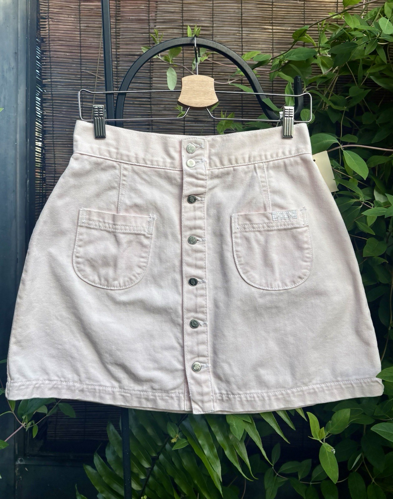 VTG 80s 90s Bongo Pink Denim Mini Skirt Button Front NWT Made In USA Size 11