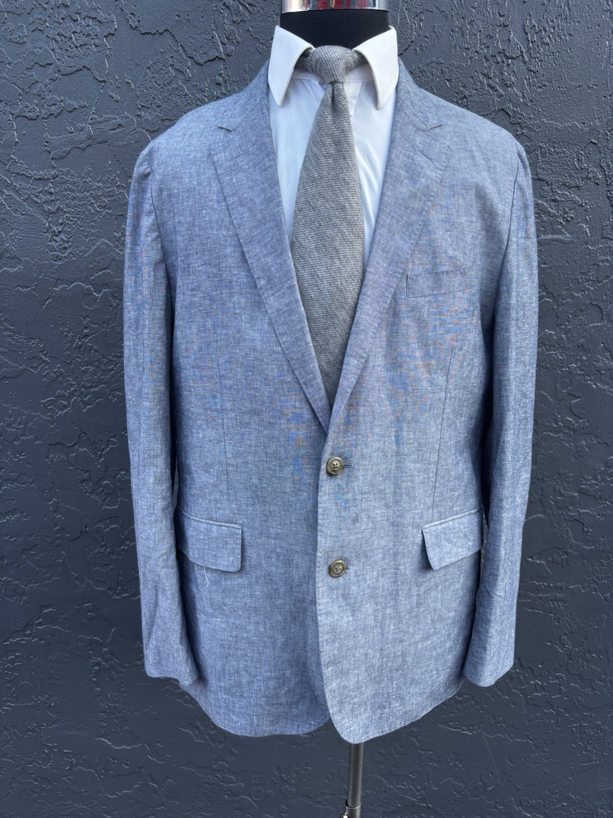 ⭐️ MEN\'S J. CREW  LUDLOW CHAMBRAY COTTON LINEN  SUIT  44 LONG   ⭐️