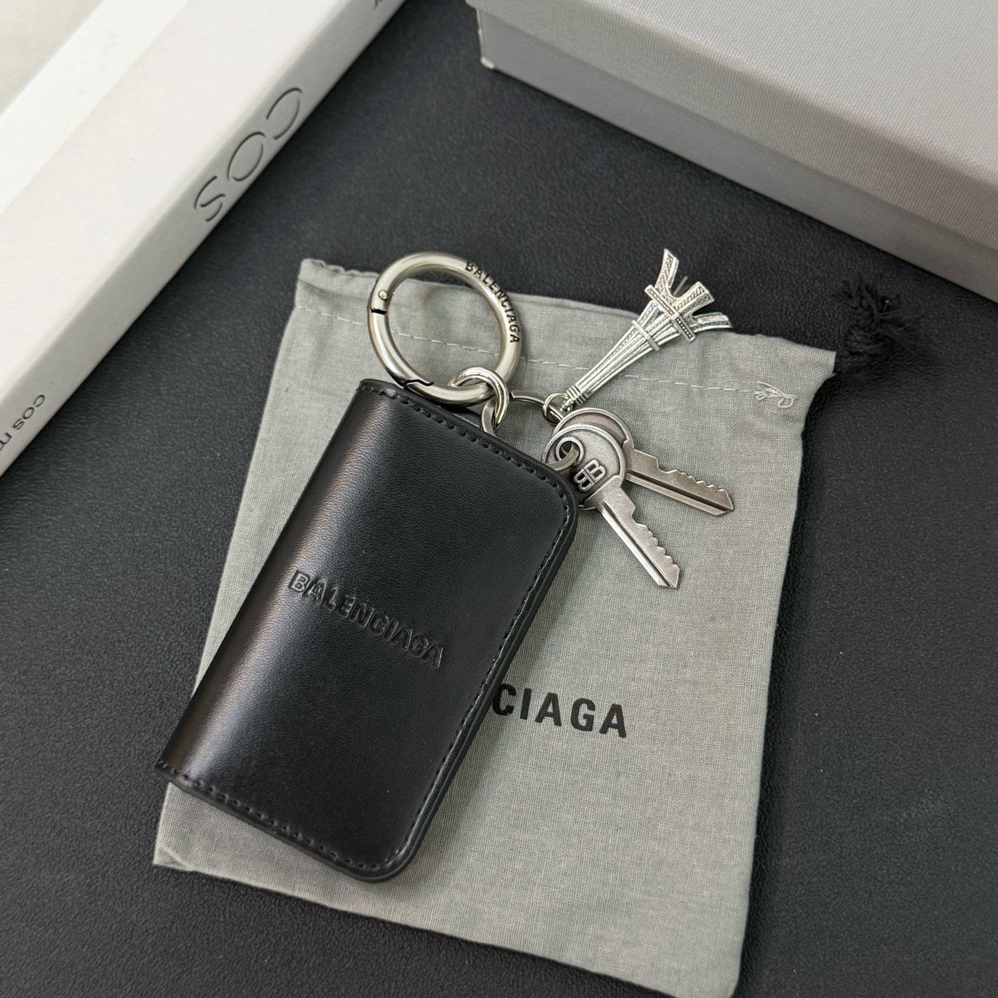 Balenciaga Classic Eiffel Tower Cardholder & Keychain Charm — Dimensions: 10 × 6