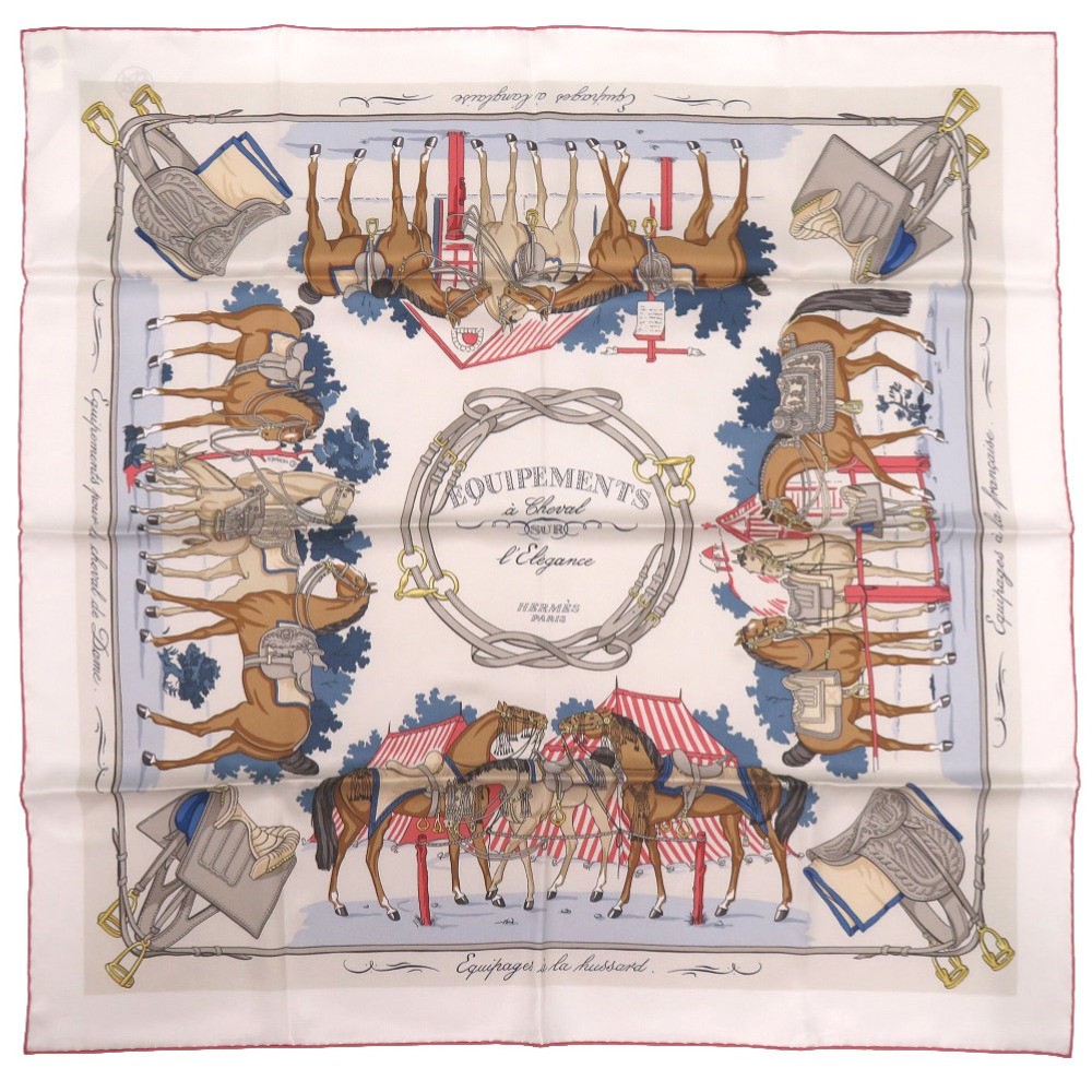 HERMES Carre 70 Equipements a Cheval sur l\'Elegance Silk Scarf Griperle