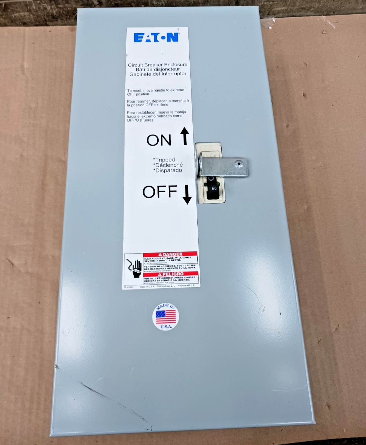 New Eaton 60 Amp Enclosed Circuit Breaker HFD3060BP10 w/ Enclosure SFDN100