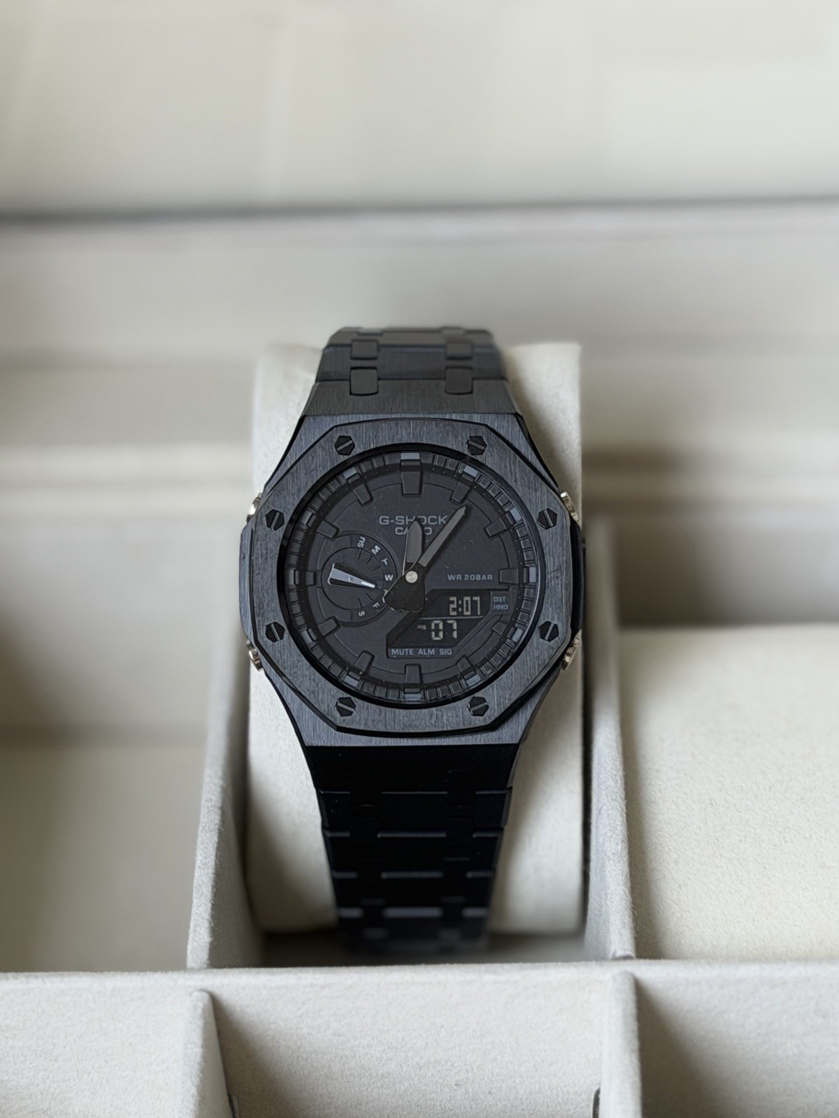 Custom Casio G-SHOCK GA2100 Watch - Casioak Black Full Steel Case and Strap