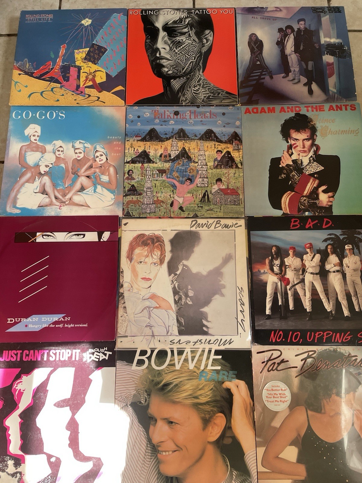 Vintage 1980s Record Lot Talking Heads Bowie Go Gos Stones Duran Duran