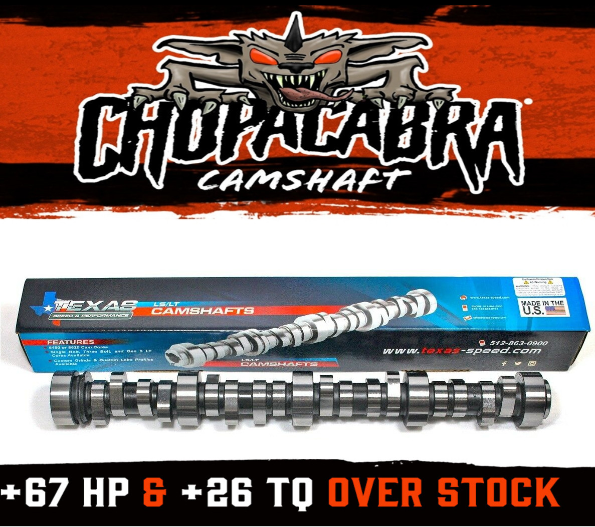 Texas Speed TSP CHOPACABRA for Chevy Truck Cam Kit - 214/222 .550