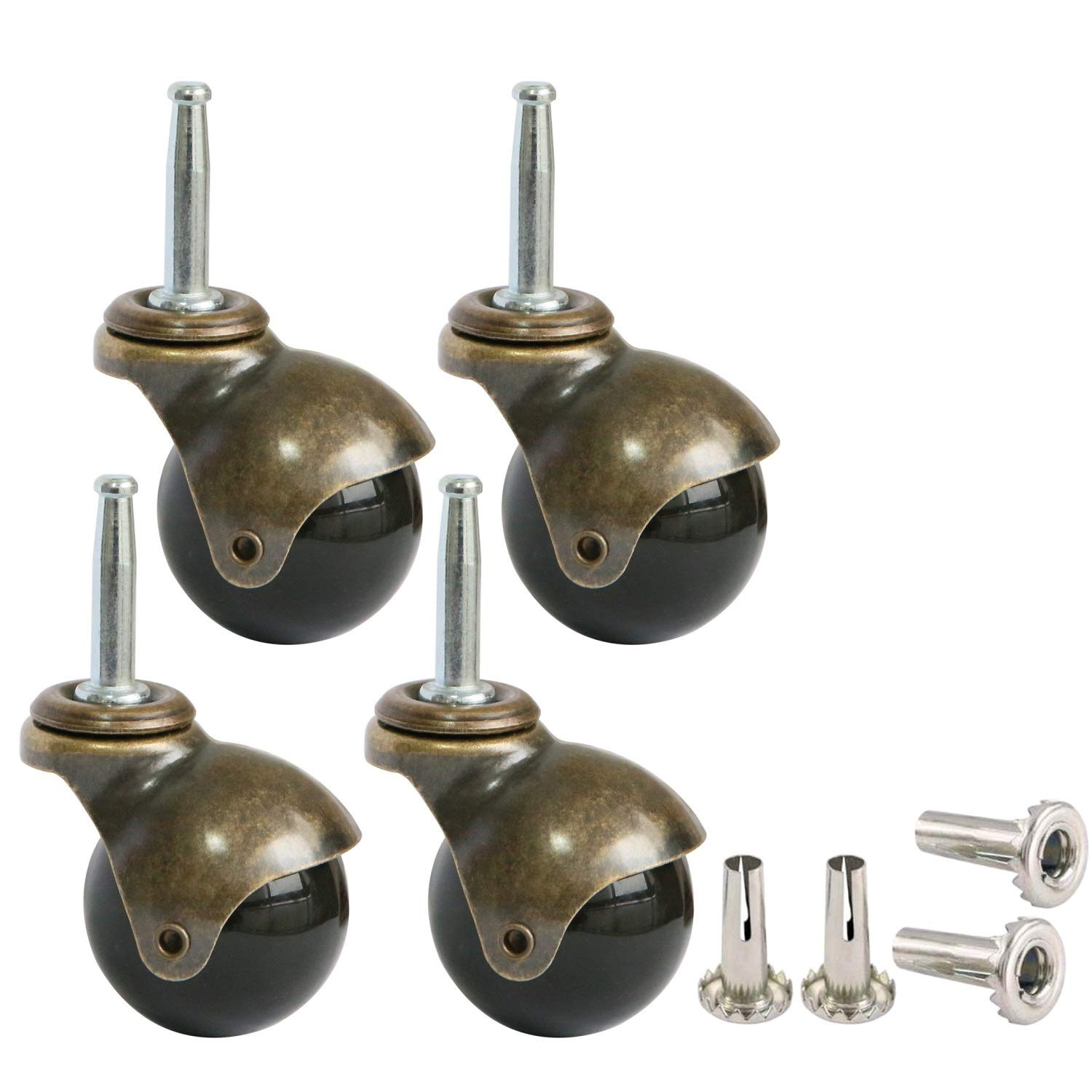 2 Inch Ball Casters Wheels Brass Vintage Antique Set of 4 2 Inch Ball Casters Wheels Brass Vintage Antique Set of 4