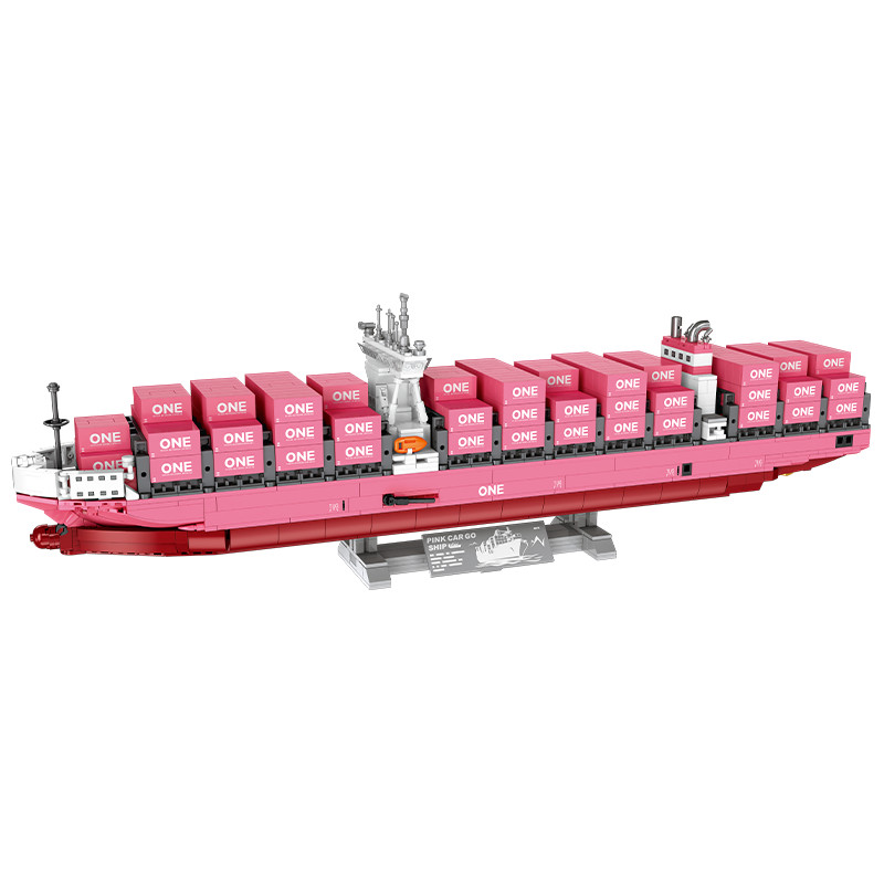 MOC Pink Cargo Ship Container Boat 1446PCS Building Blocks Set 3D Gift MOC Pink Cargo Ship Container Boat 1446PCS Building Blocks Set 3D Gift