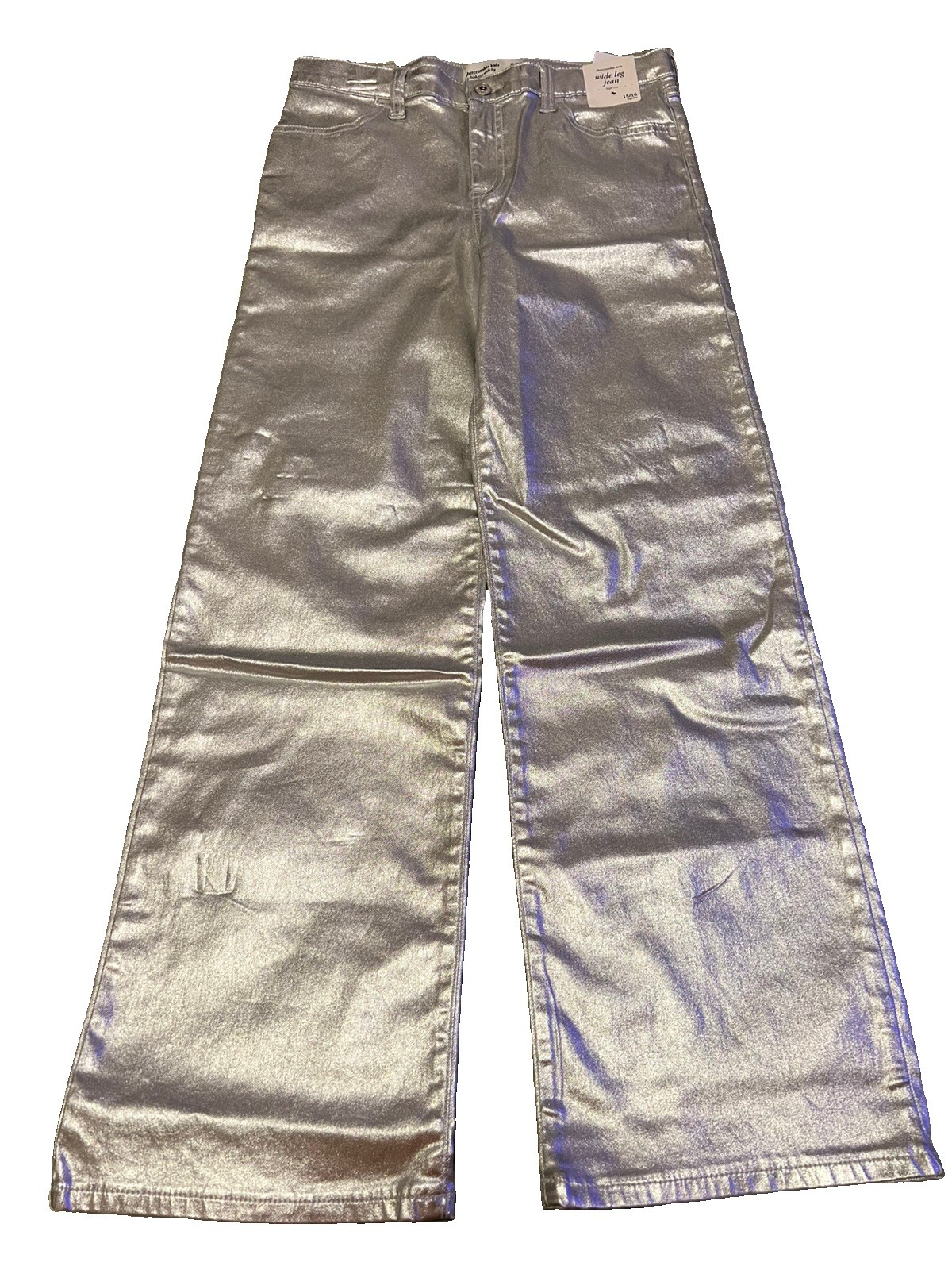 Abercrombie Kids Silver, metallic  finish High Rise Wide-Leg Denim Jeans 15/16
