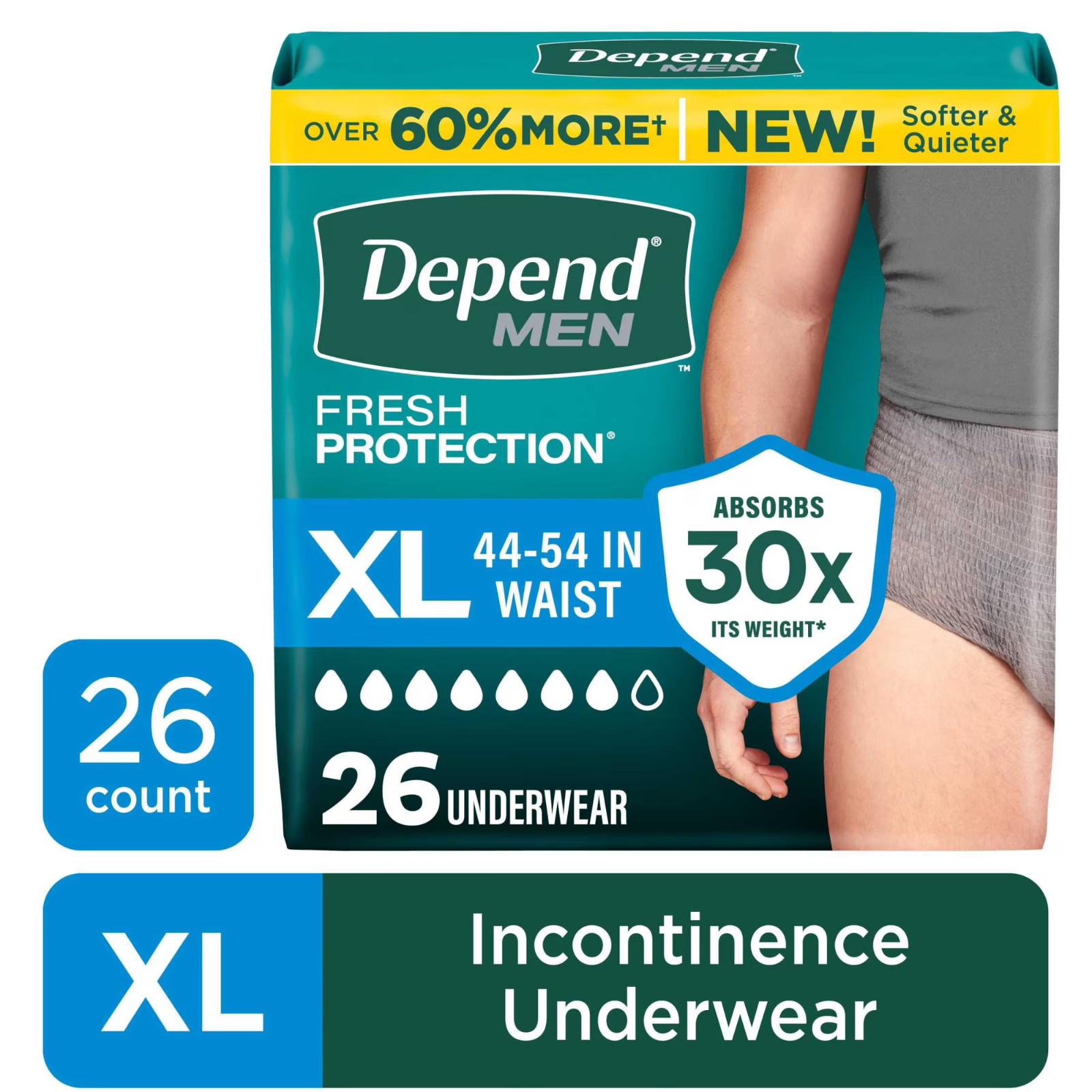 Depend Fresh Protection Incontinence Underwear for Men Adult Diapers XL 26 Count Depend Fresh Protection Incontinence Underwear for Men Adult Diapers XL 26 Count