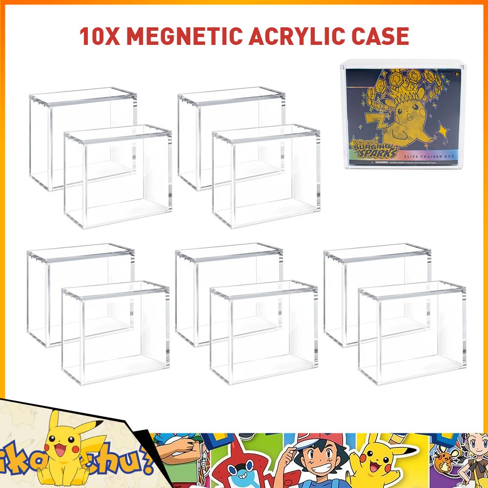 10X Pokemon ETB Acrylic Display Case for Elite Trainer Box Magnetic UV Rejection