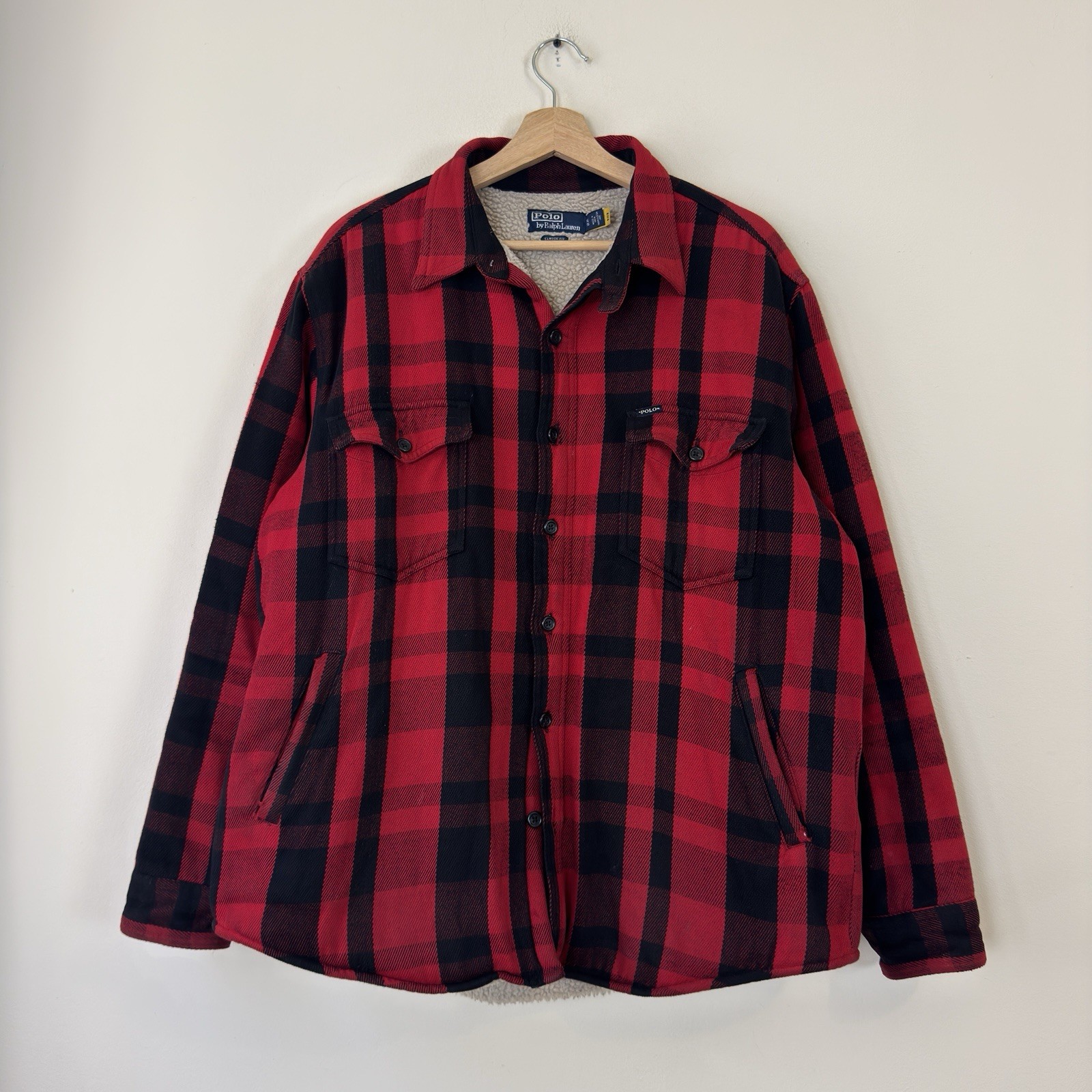 Vintage 90’s Ralph Lauren Polo Country Buffalo Red Plaid Sherpa Coat Jacket - XL Vintage 90’s Ralph Lauren Polo Country Buffalo Red Plaid Sherpa Coat Jacket - XL