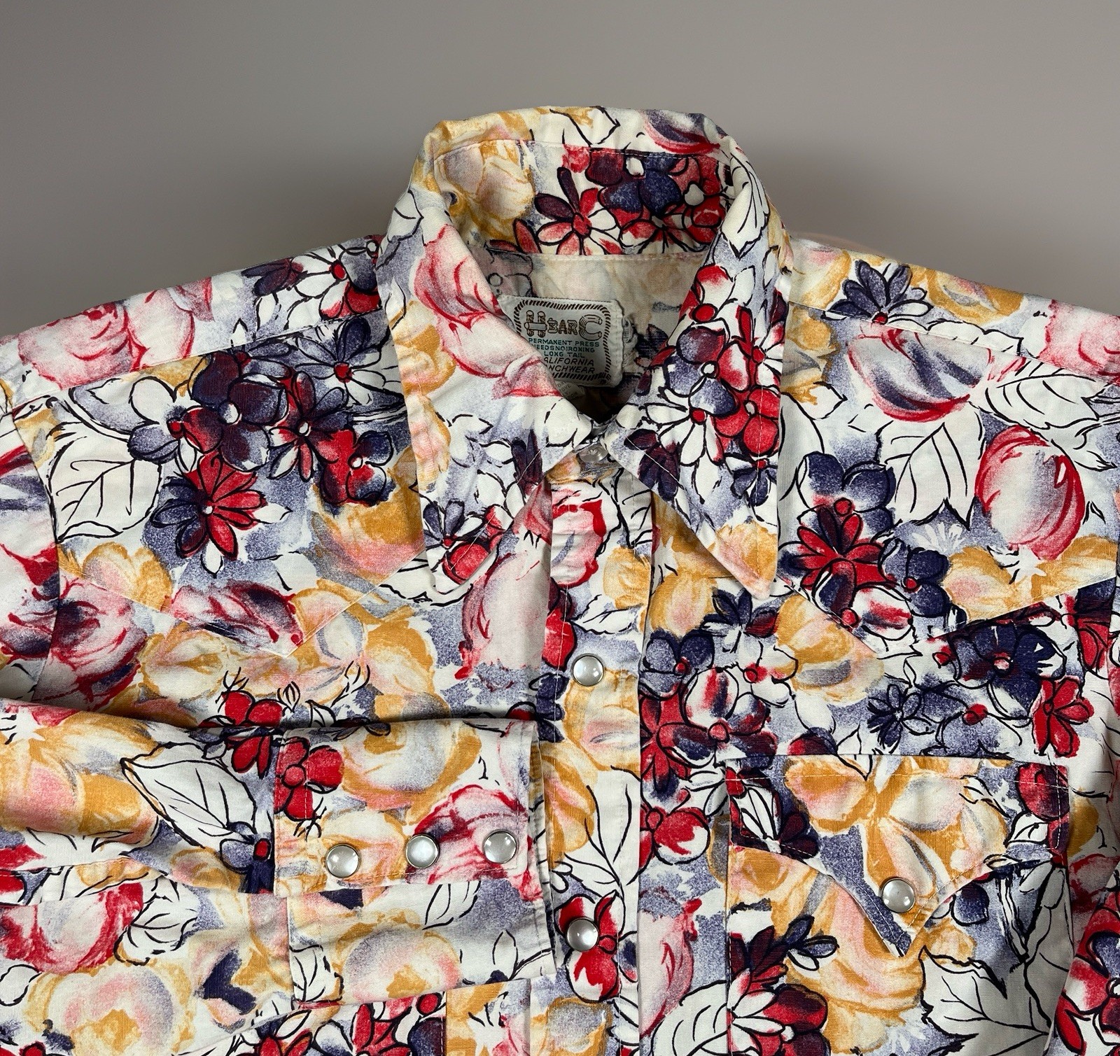 Vintage H Bar C California Ranchwear Womens Long Tail Floral Pearl Snap Shirt M Vintage H Bar C California Ranchwear Womens Long Tail Floral Pearl Snap Shirt M