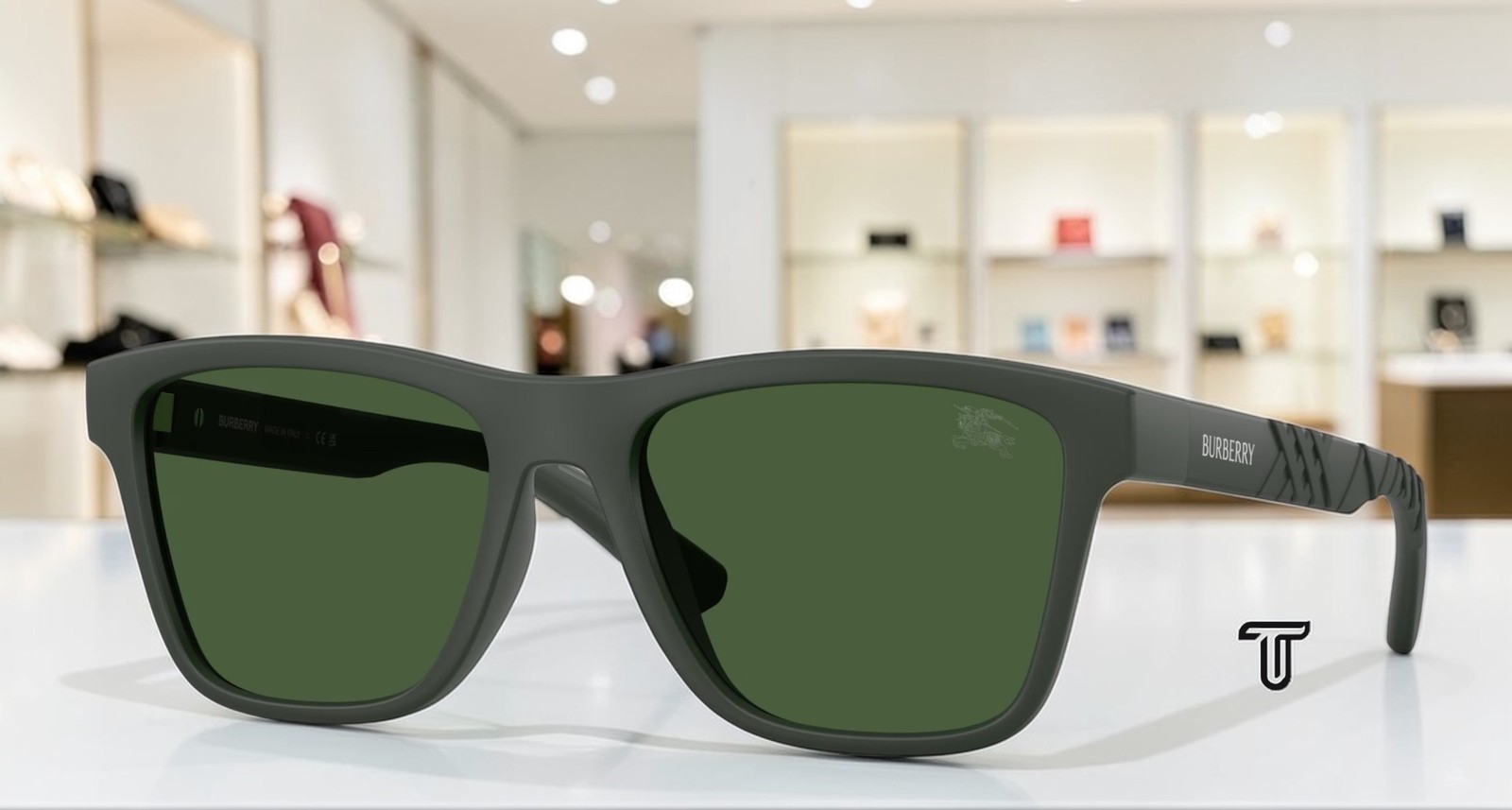 BURBERRY BE4482U 423271 Matte Green Dark Green 55 mm Men\'s Sunglasses