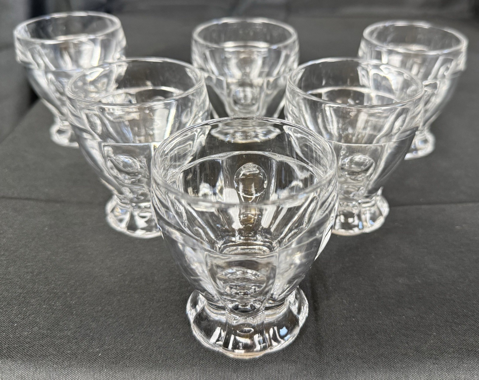 1930s Set of 6 Heisey Glass Clear Crystal Old Sandwich 4oz Footed Tumblers Nice