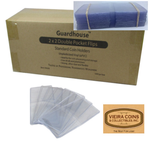 50  - GuardHouse Round Corner  2 X 2 Plastic Coin Flips, NON PVC - #10342