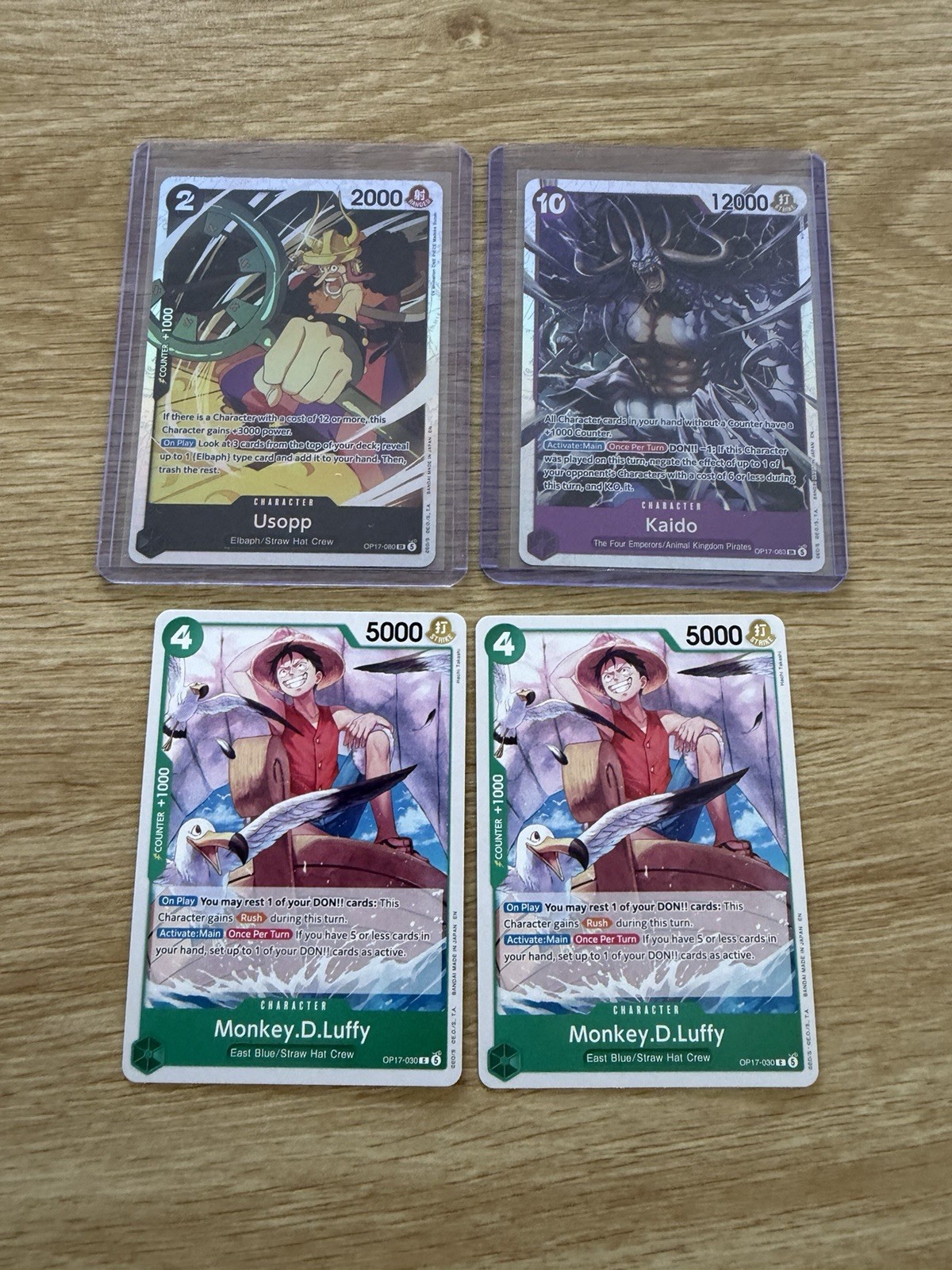 One Piece OP17 Alternate Art Lot Usopp OP17-080 Kaido OP17-063 Luffy English