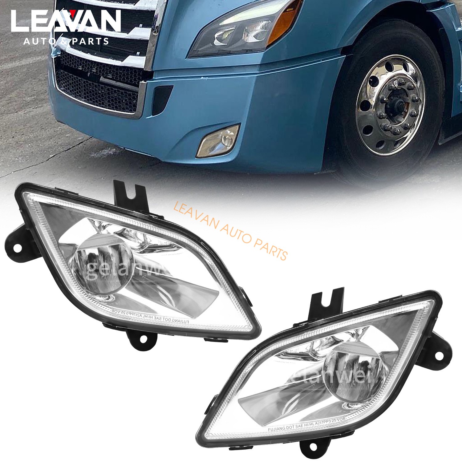 For 2018-24 Freightliner Cascadia LED Fog Light Front Bumper Driving Lamp Chrome