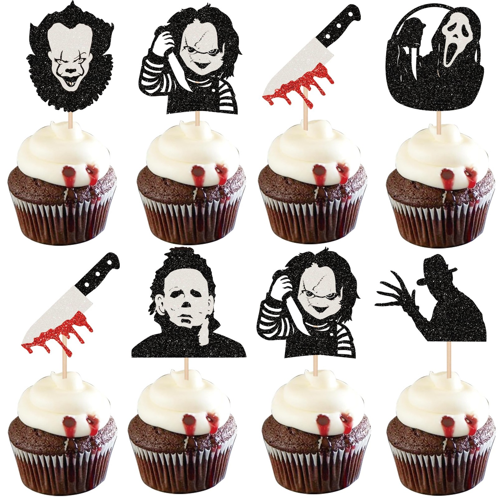 Rsstarxi 24 Pack Have a Killer Birthday Cupcake Toppers Glitter Design 7 Rsstarxi 24 Pack Have a Killer Birthday Cupcake Toppers Glitter Design 7