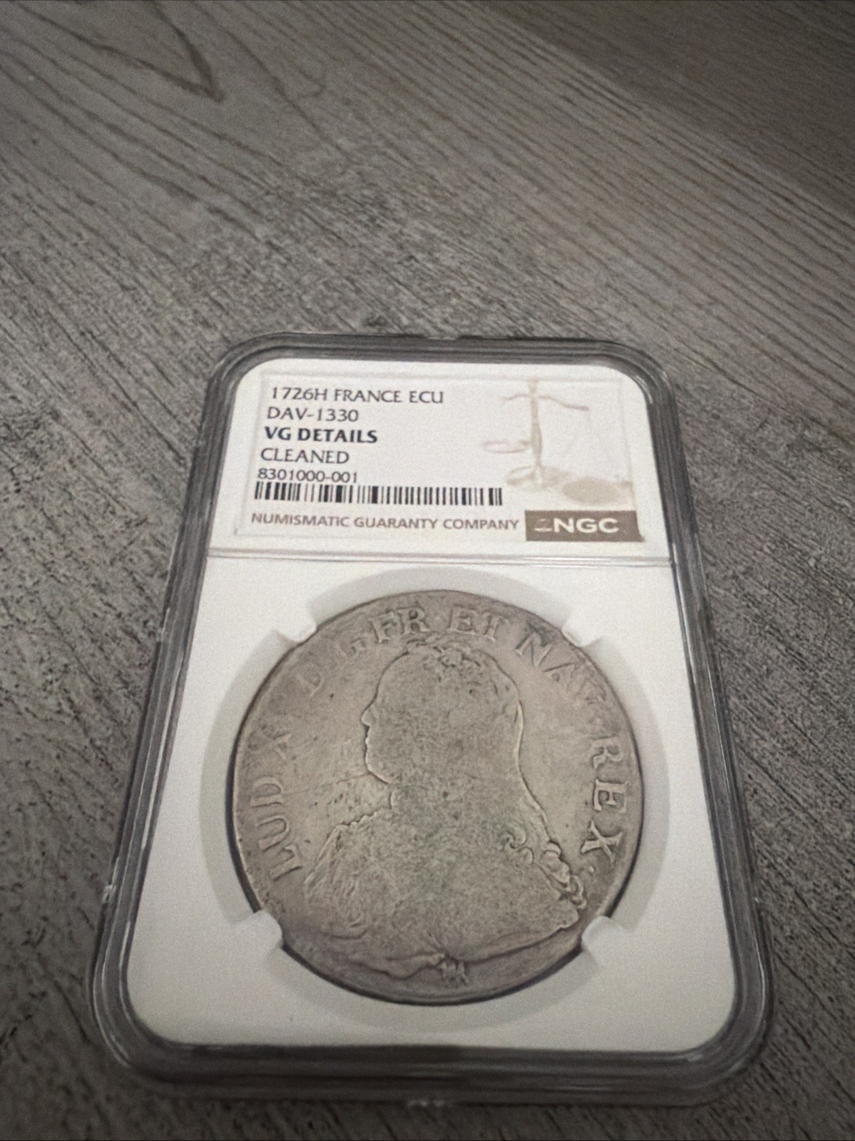 1726 French Silver Ecu Louis XV Crown Coin NGC VG 18th Century Large Silver 1726 French Silver Ecu Louis XV Crown Coin NGC VG 18th Century Large Silver