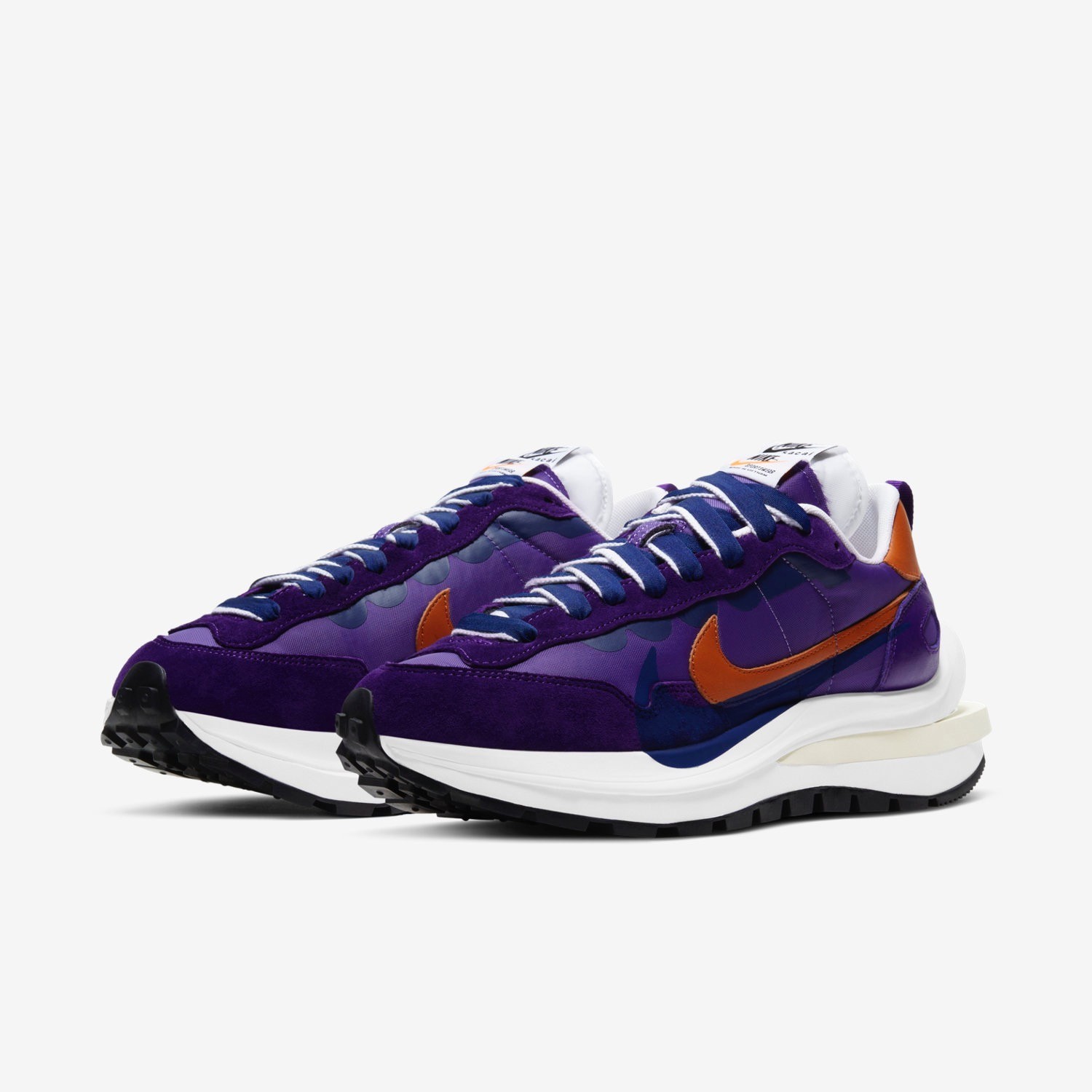 Sacai x Nike VaporWaffle Men\'s Sneakers Purple Dark Iris DD1875-500 Suede Waffle