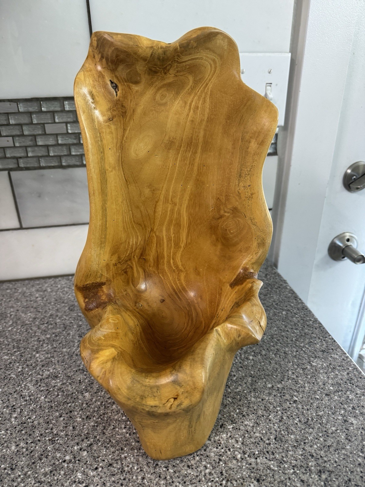One Of A Kind Hand Carved Solid Wood Sculptural Piece