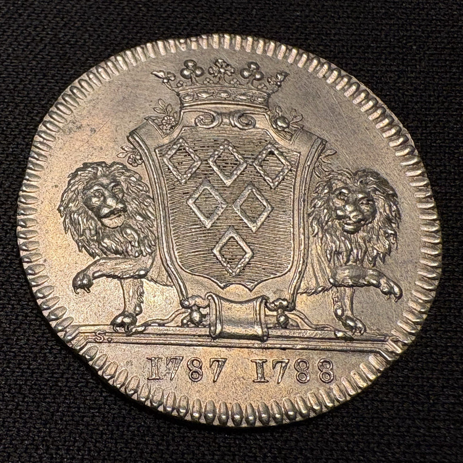 1787-1788 France Silver Jeton Coin 1700s Nantes Mayor Brittany Token