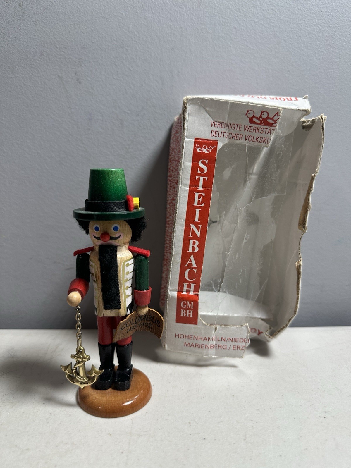 Steinbach Mini Christopher Columbus Nutcracker w/Anchor & Sign 1492-1992 5\ Steinbach Mini Christopher Columbus Nutcracker w/Anchor & Sign 1492-1992 5\