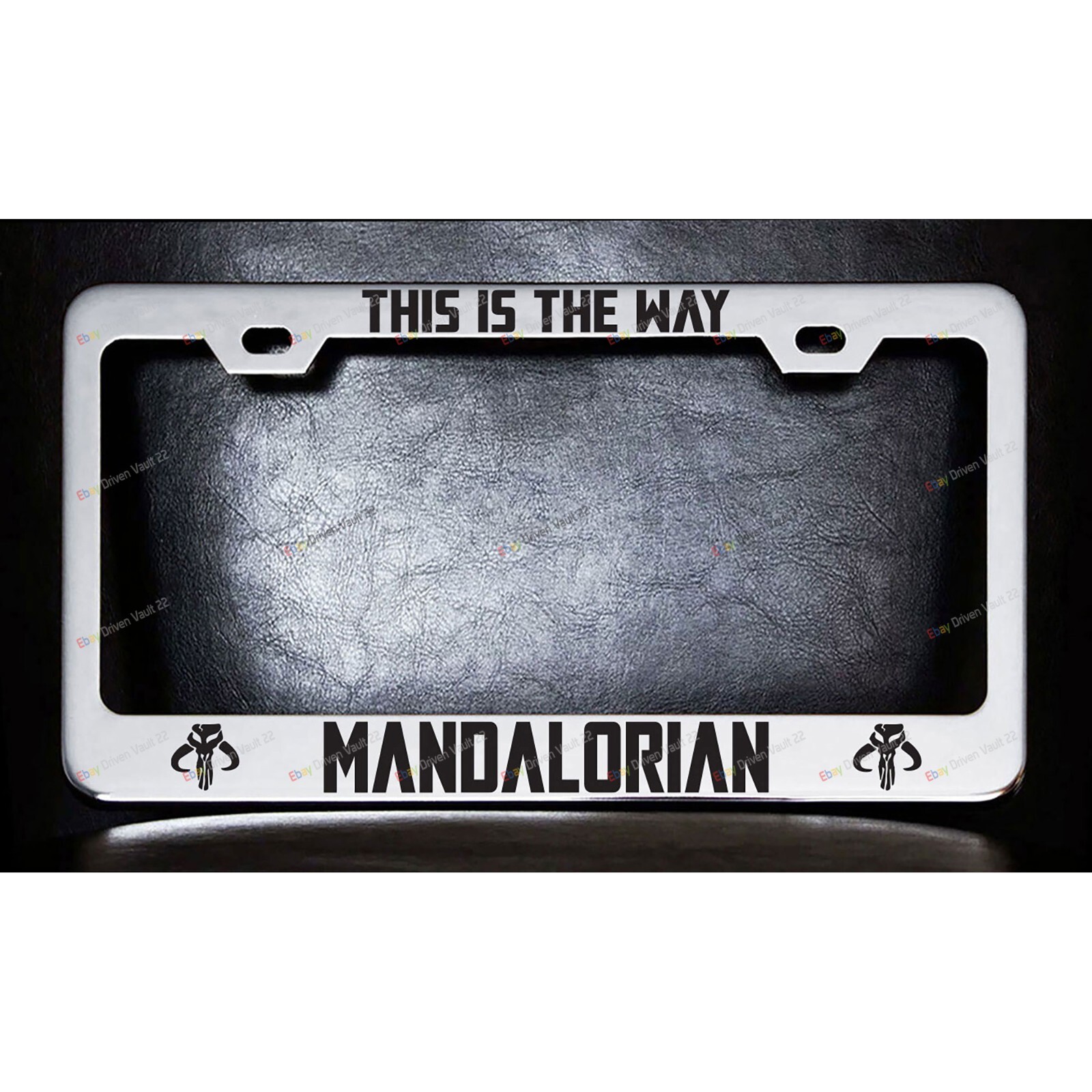 This Is The Way Mandalorian Star Wars Chrome Metal License Plate Frame Screw Cap