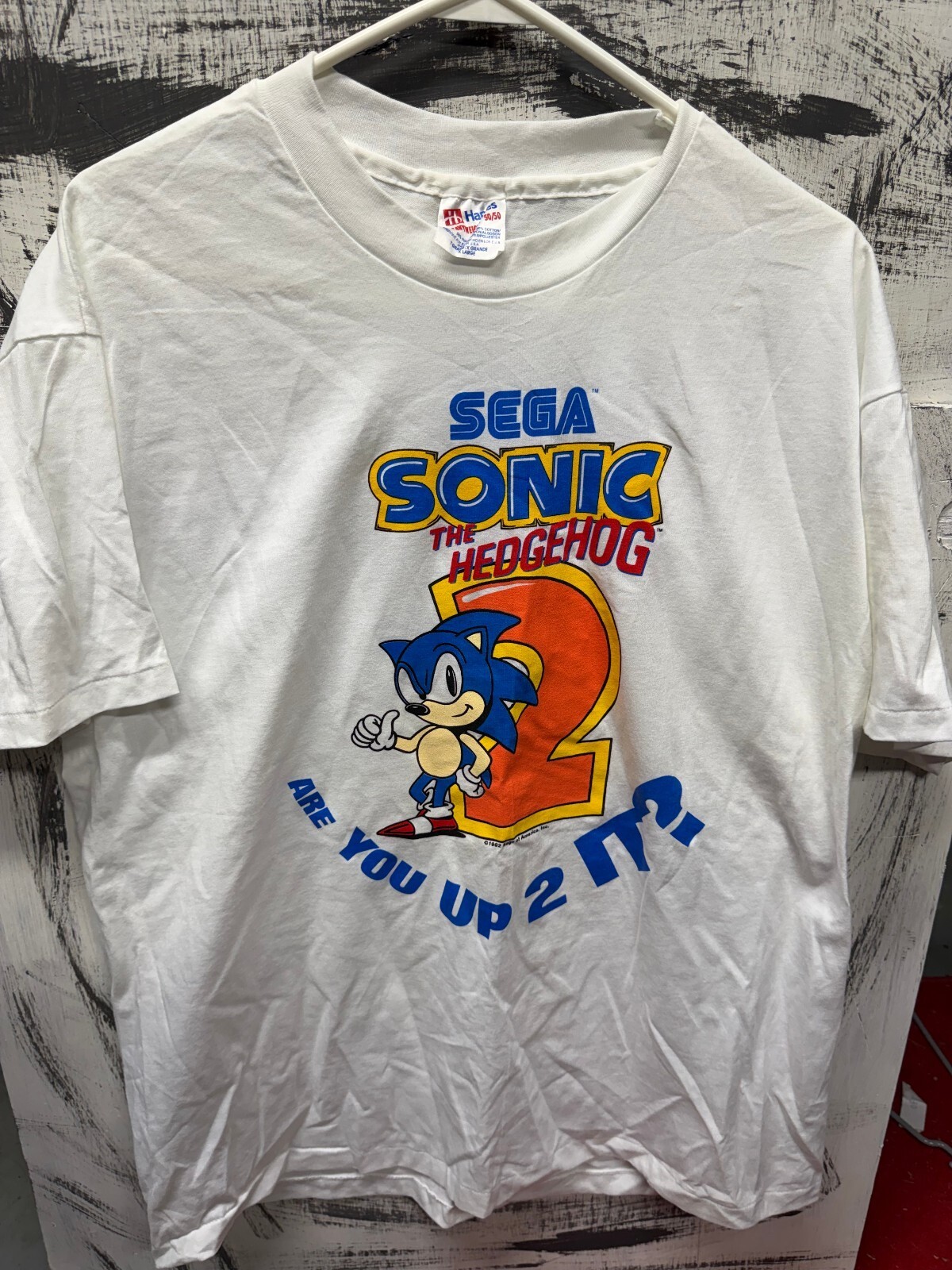 vintage 1992 SEGA sonic the hedgehog 2 video game promo shirt vintage 1992 SEGA sonic the hedgehog 2 video game promo shirt