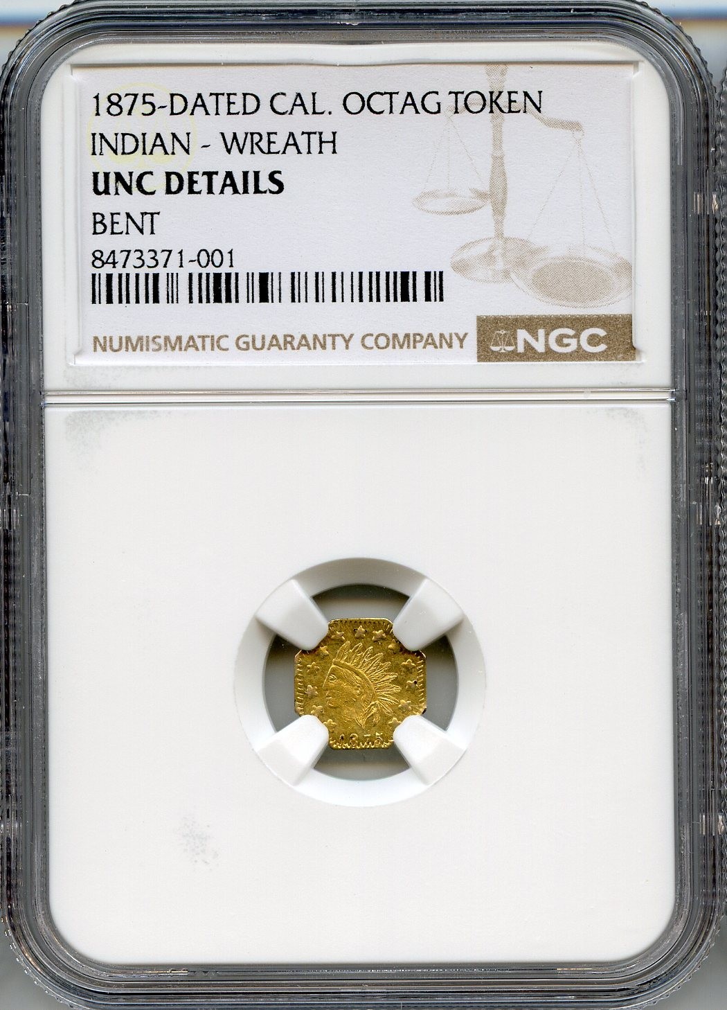 1875 1/2 CALIFORNIA FRACTIONAL GOLD / NGC UNC / RARE DIE MULE BG-933 HR7