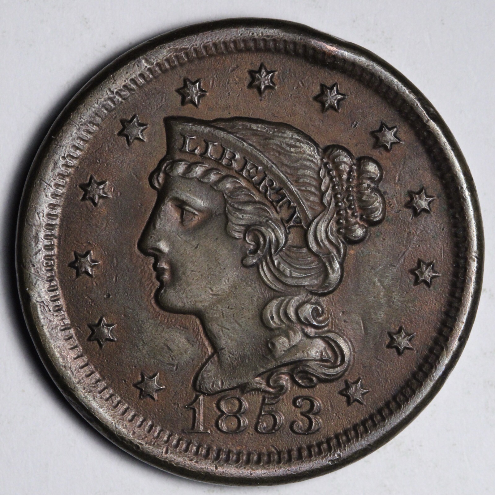 1853 Braided Hair Large Cent UNC *UNCIRCULATED* MS E205 KCNA