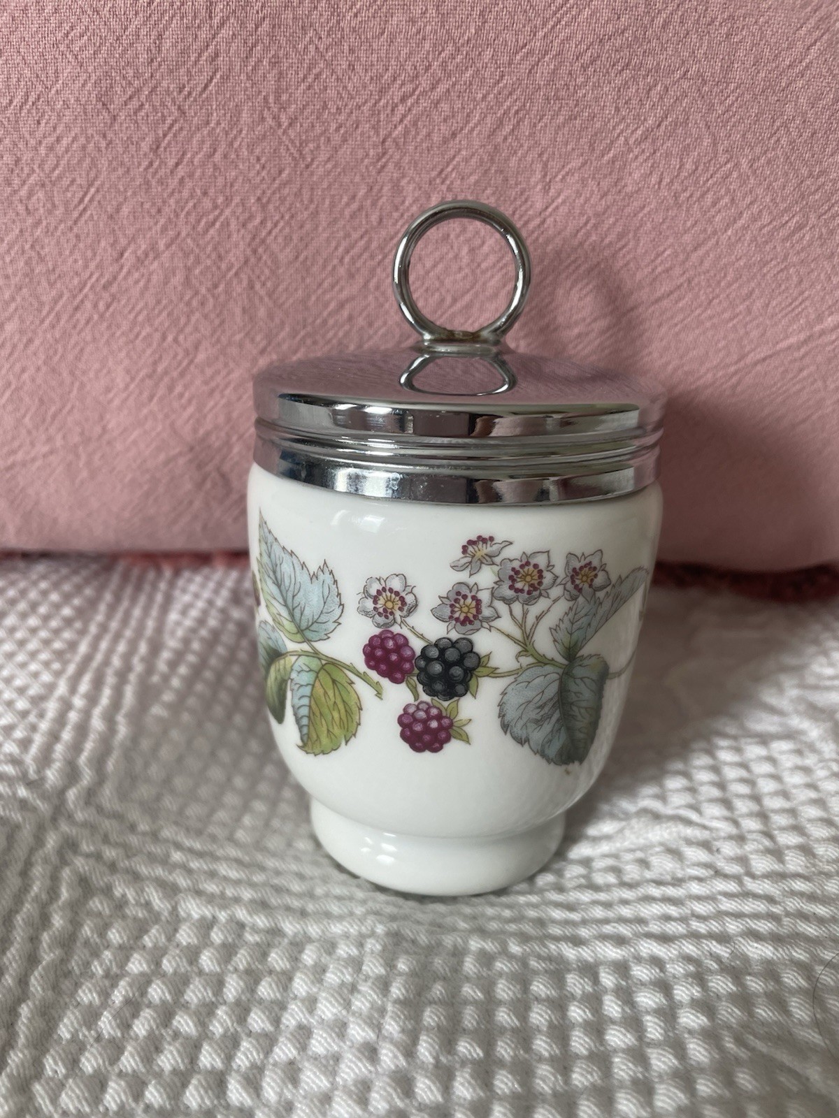 Vtg Royal Worcester Lavinia King Size Egg Coddler Double Blackberries England Vtg Royal Worcester Lavinia King Size Egg Coddler Double Blackberries England