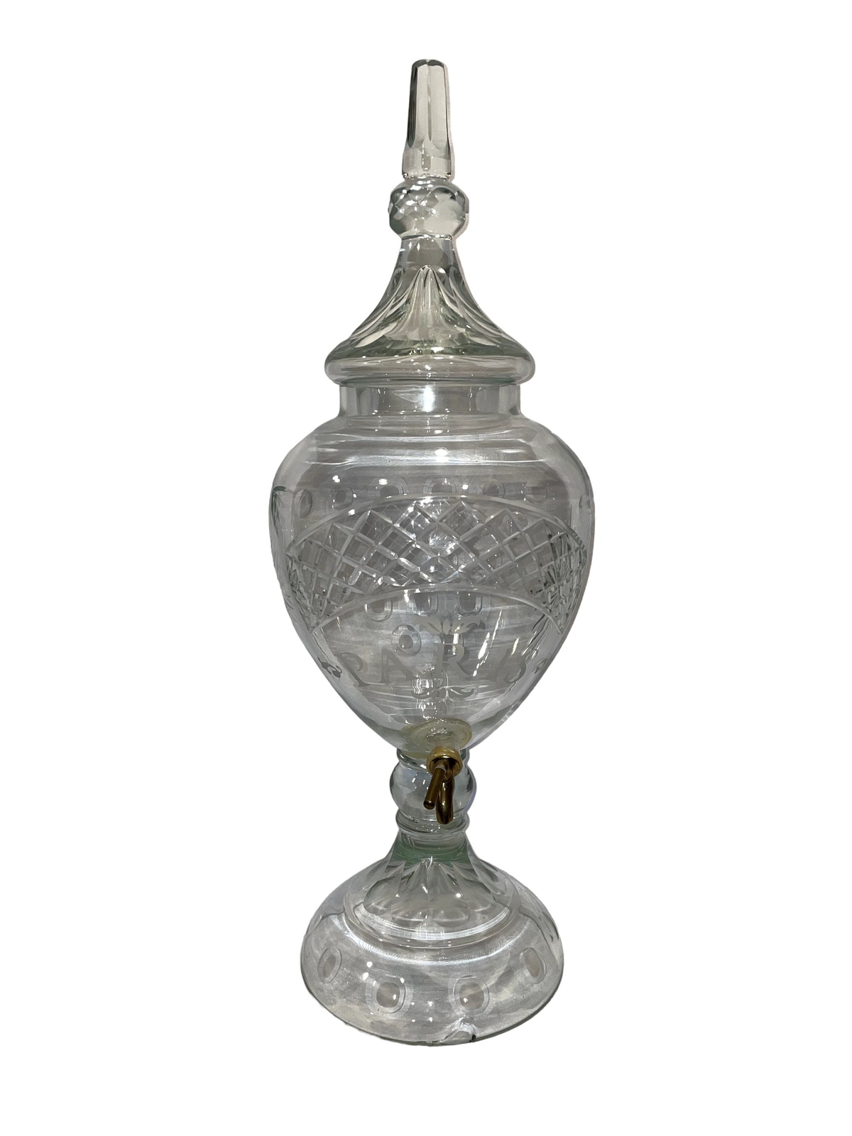 Monumental Vintage Bohemian Art Glass Covered Urn Beverage Dispenser Monumental Vintage Bohemian Art Glass Covered Urn Beverage Dispenser