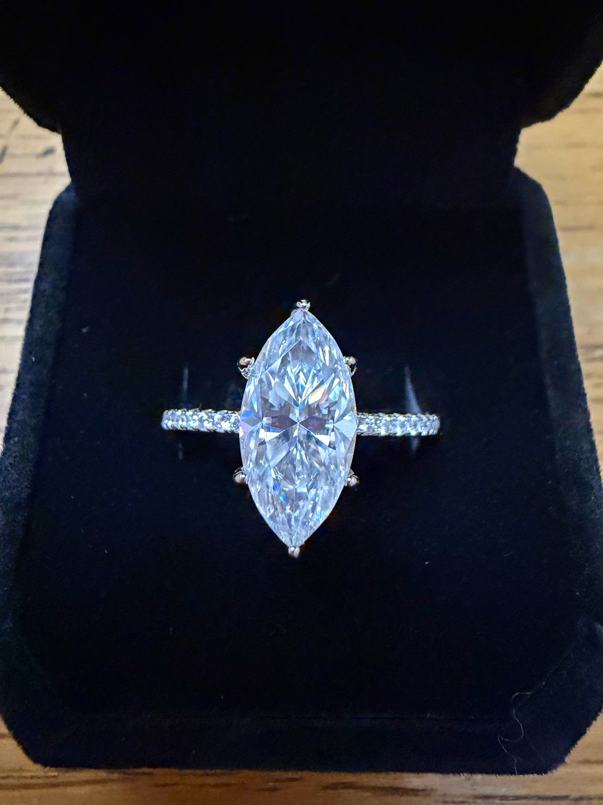 UGI 3.00ct Marquise Moissanite Engagement Ring D VVS1 Stamped S925 Sz 9