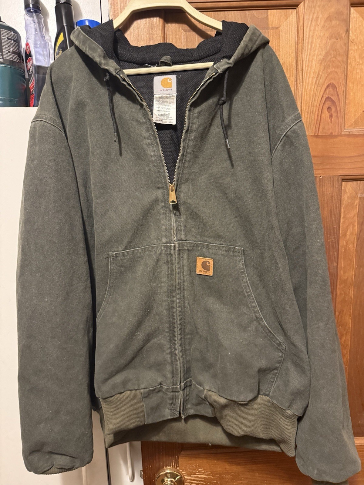 Vintage 90s Carhartt J25 Active Moss Green Hooded Canvas Jacket Sz Xl