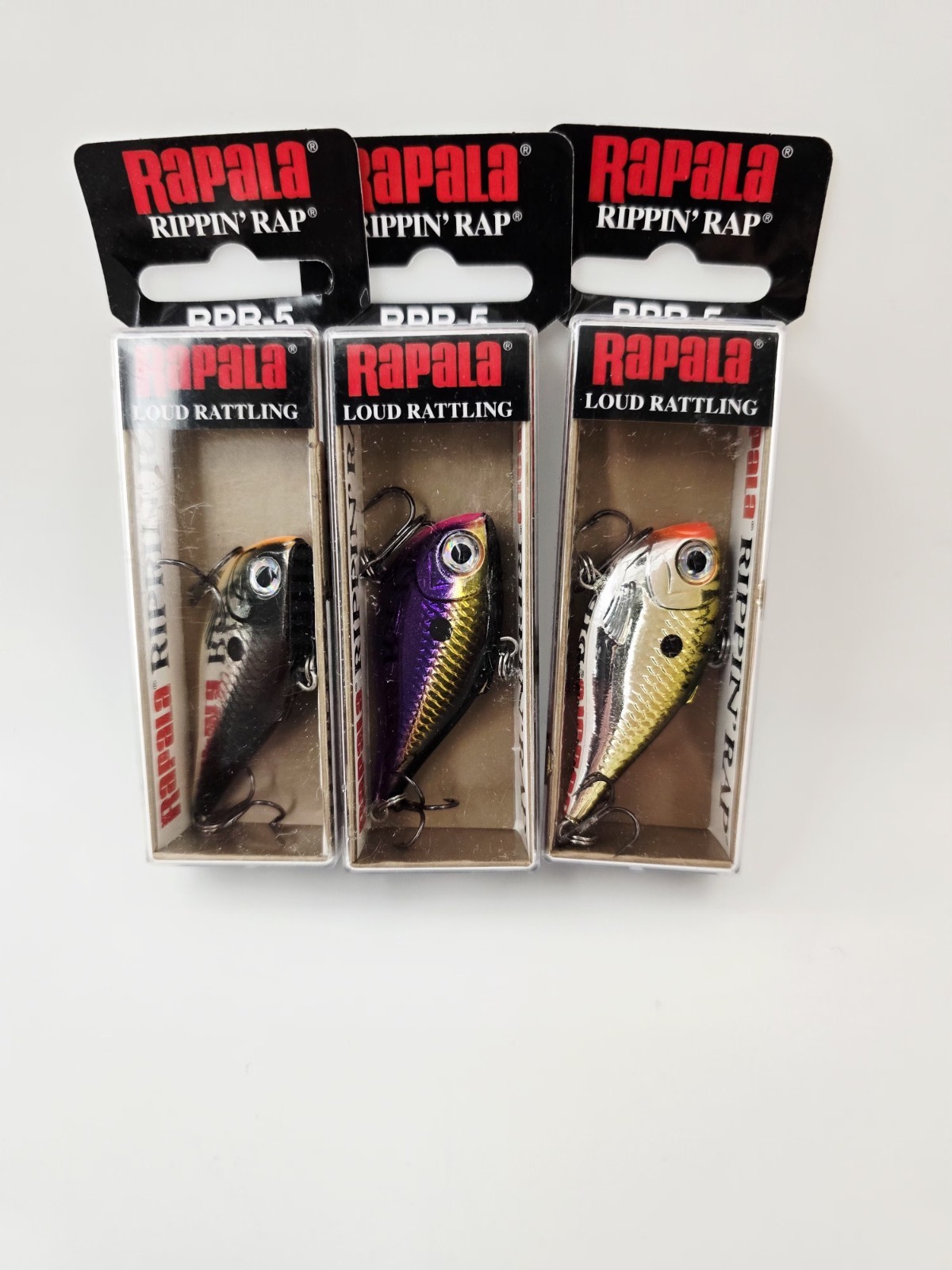 3x Rapala Rattling Rippin\' Rap Lot in Three Awesome Colors (RPR-5) NIP 