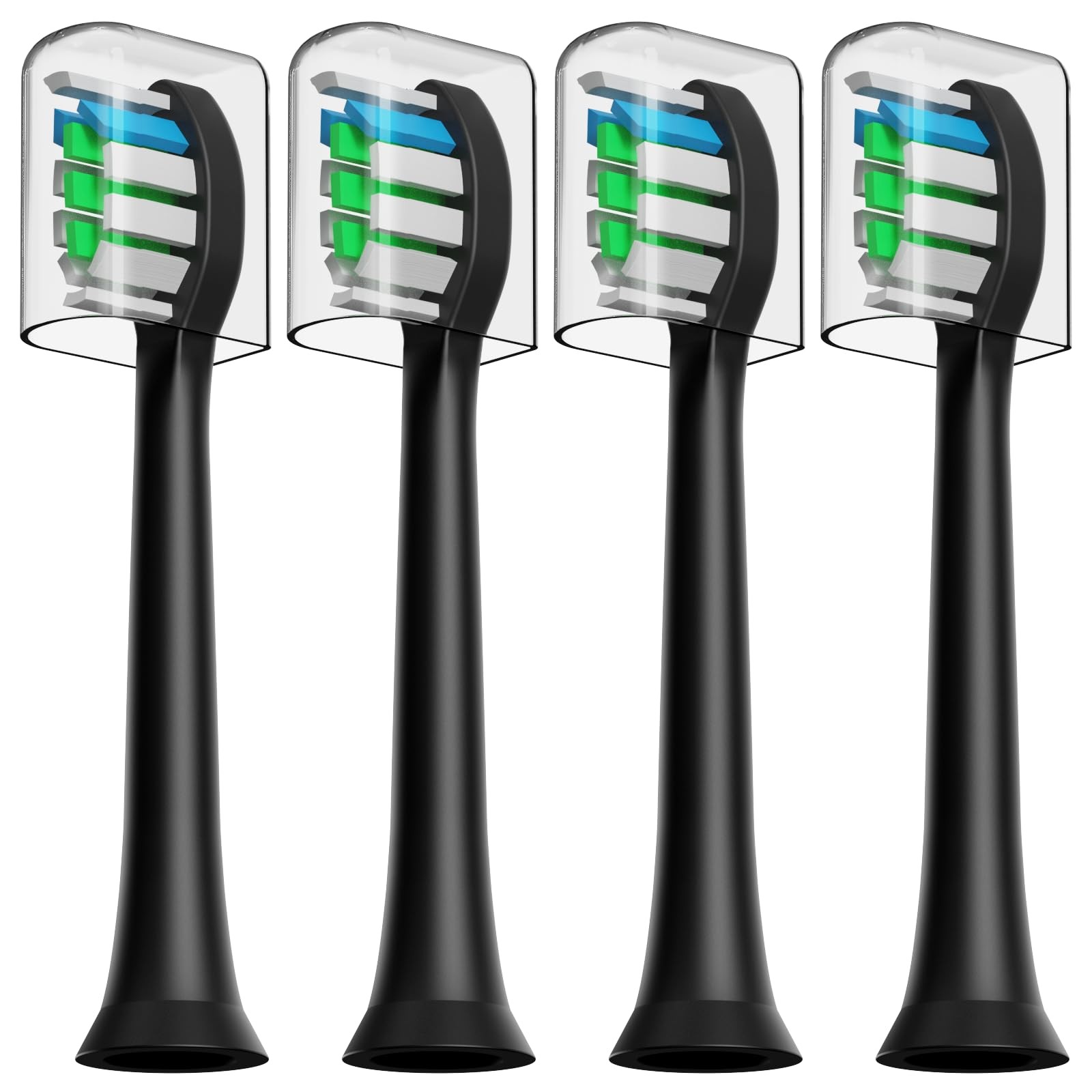 HUACO CARE Replacement Toothbrush Heads, 4 Brush 1 Count (Pack of 1), Black