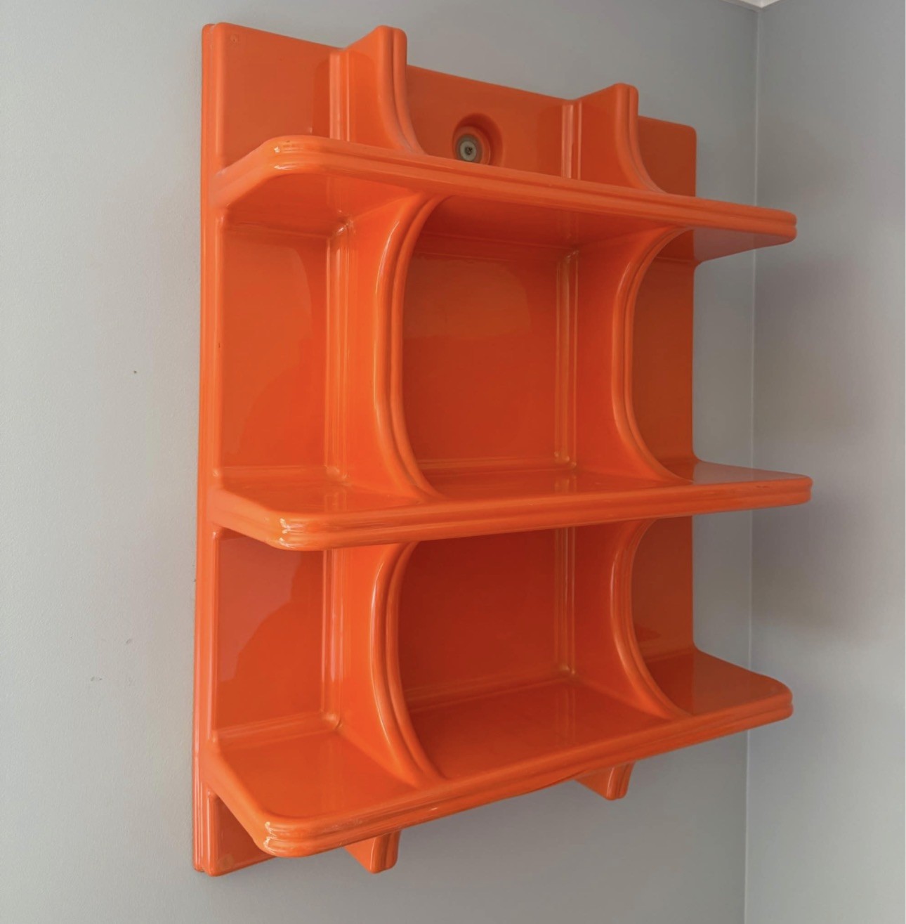 Space Age 1970s Orange Plastic Wall Organizer Shelf Vintage MCM