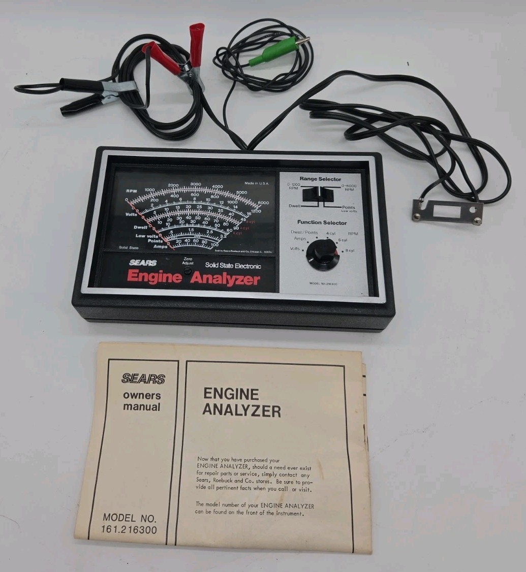 Vintage Sears Engine Analyzer 161.216300 282163 Dwell Meter w/ Manual - Works Vintage Sears Engine Analyzer 161.216300 282163 Dwell Meter w/ Manual - Works