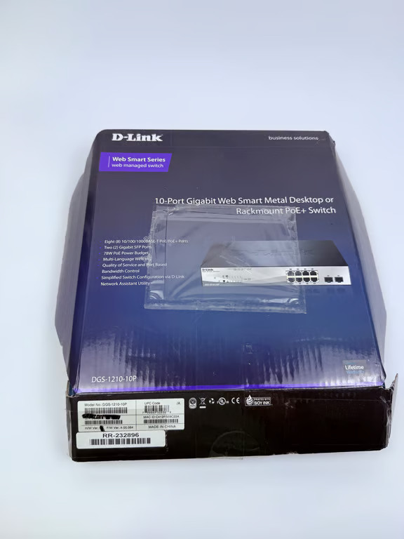 D-Link DGS-1210-10P 10-Port Gigabit Web Smart PoE+ Switch 8 PoE 2 SFP 65W