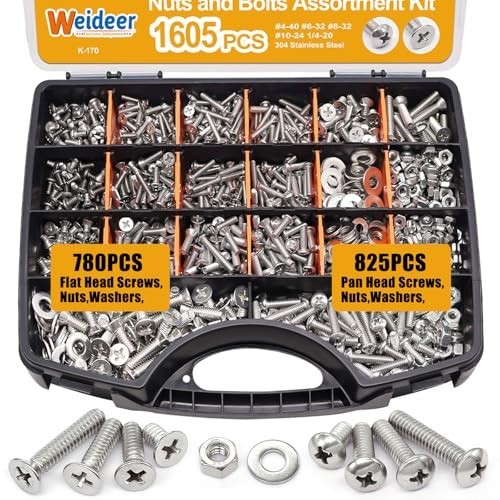Repair Fastener Kit 1605pc 304 Stainless Machine Screws Nuts Bolts Washers