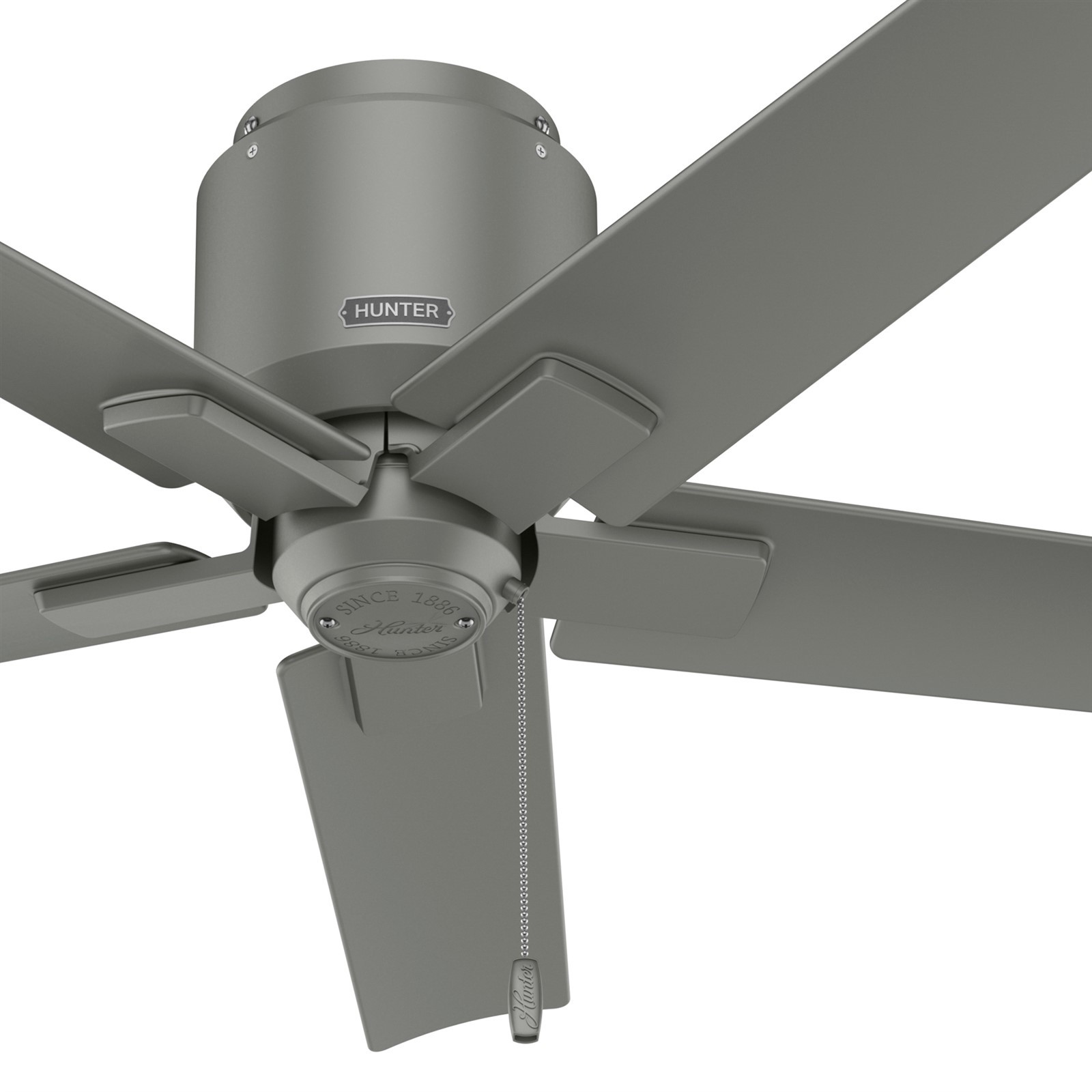 Hunter Fan 44 inch Matte Silver Outdoor Ceiling Fan with Pull Chain and No Light
