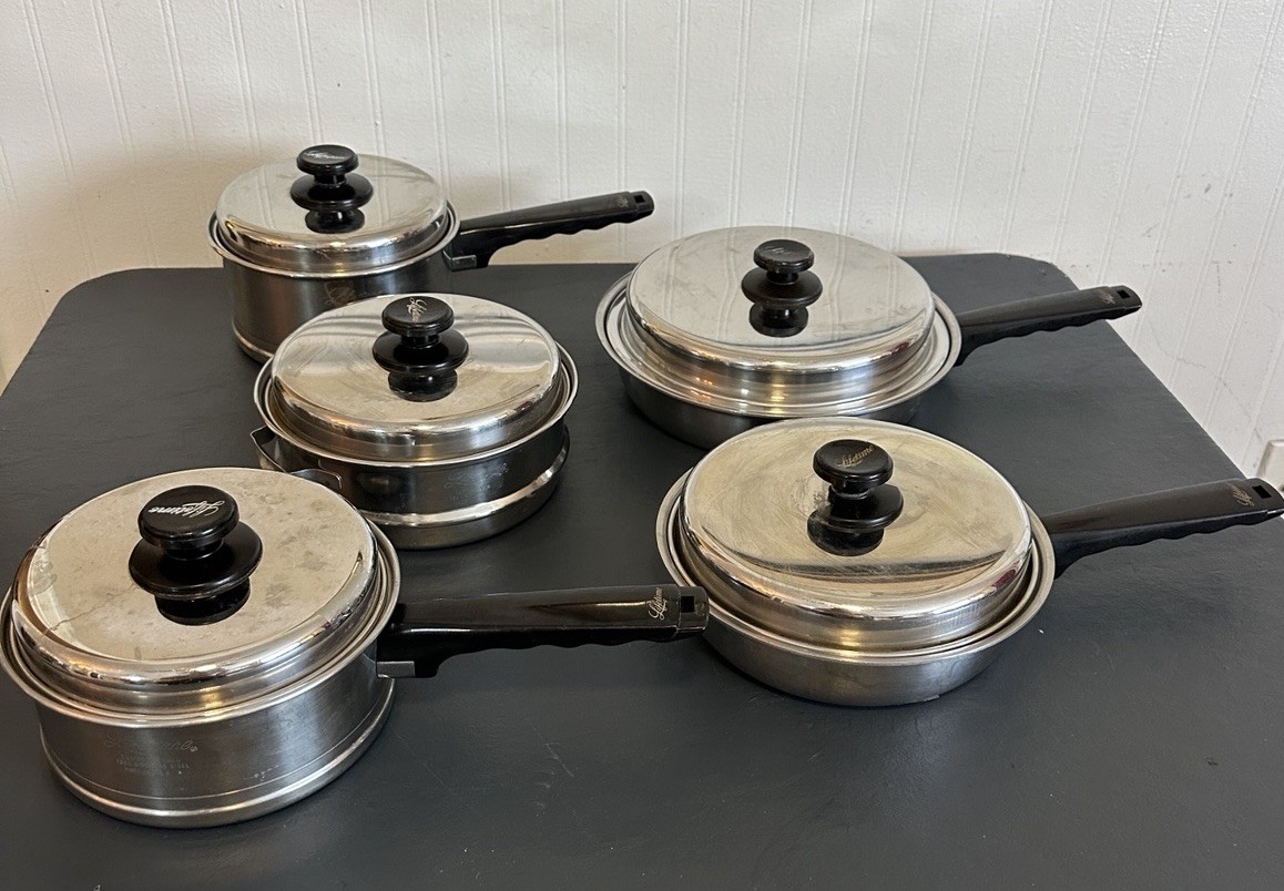 Vintage Stainless Steel Lifetime Cookware Set T304 10 Pieces