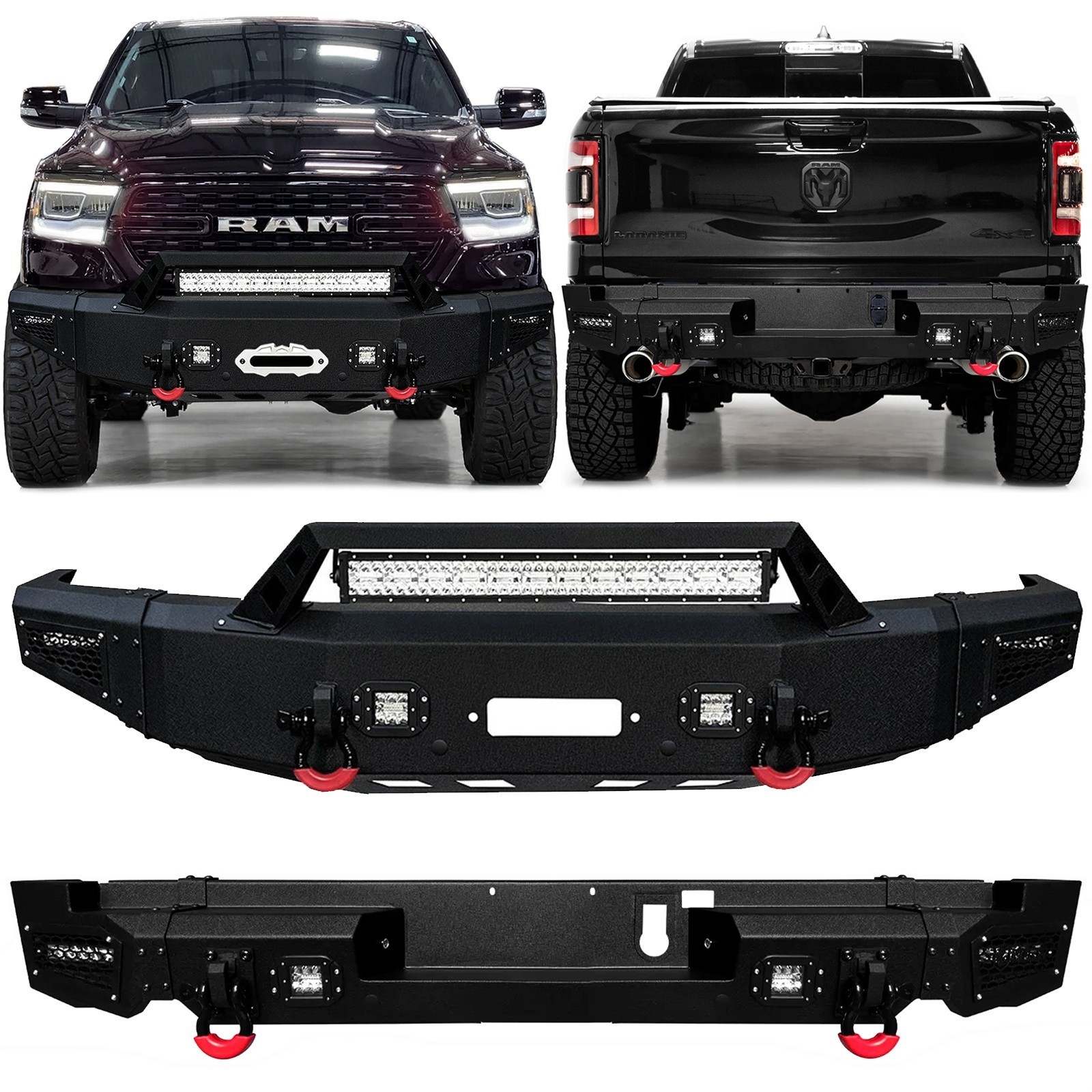 Vijay For 2019-2024 Dodge RAM 1500&2019-2024 Rebels Front/Rear Bumper W/LEDLight