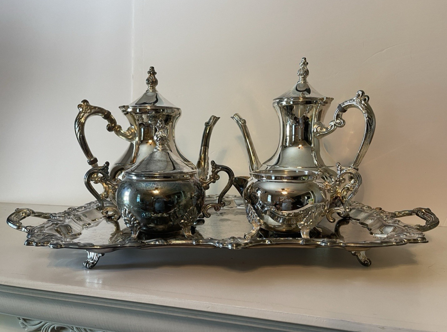 Towle Silversmiths Grand Duchess 5-Piece Silverplate Coffee Tea Set w/ Tray
